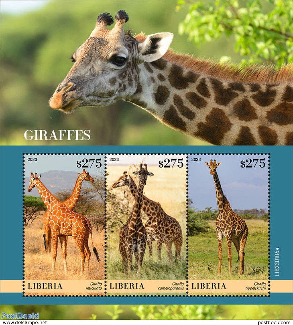 Liberia 2023 Giraffes, Mint NH, Nature - Giraffe - Sonstige & Ohne Zuordnung