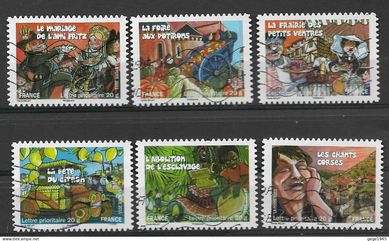 France 2011 Oblitéré Autoadhésif  N° 579 - 584 - 585 - 586 - 588 - 589  -   Fêtes  Et  Traditions Des Régions  ( II ) - Used Stamps
