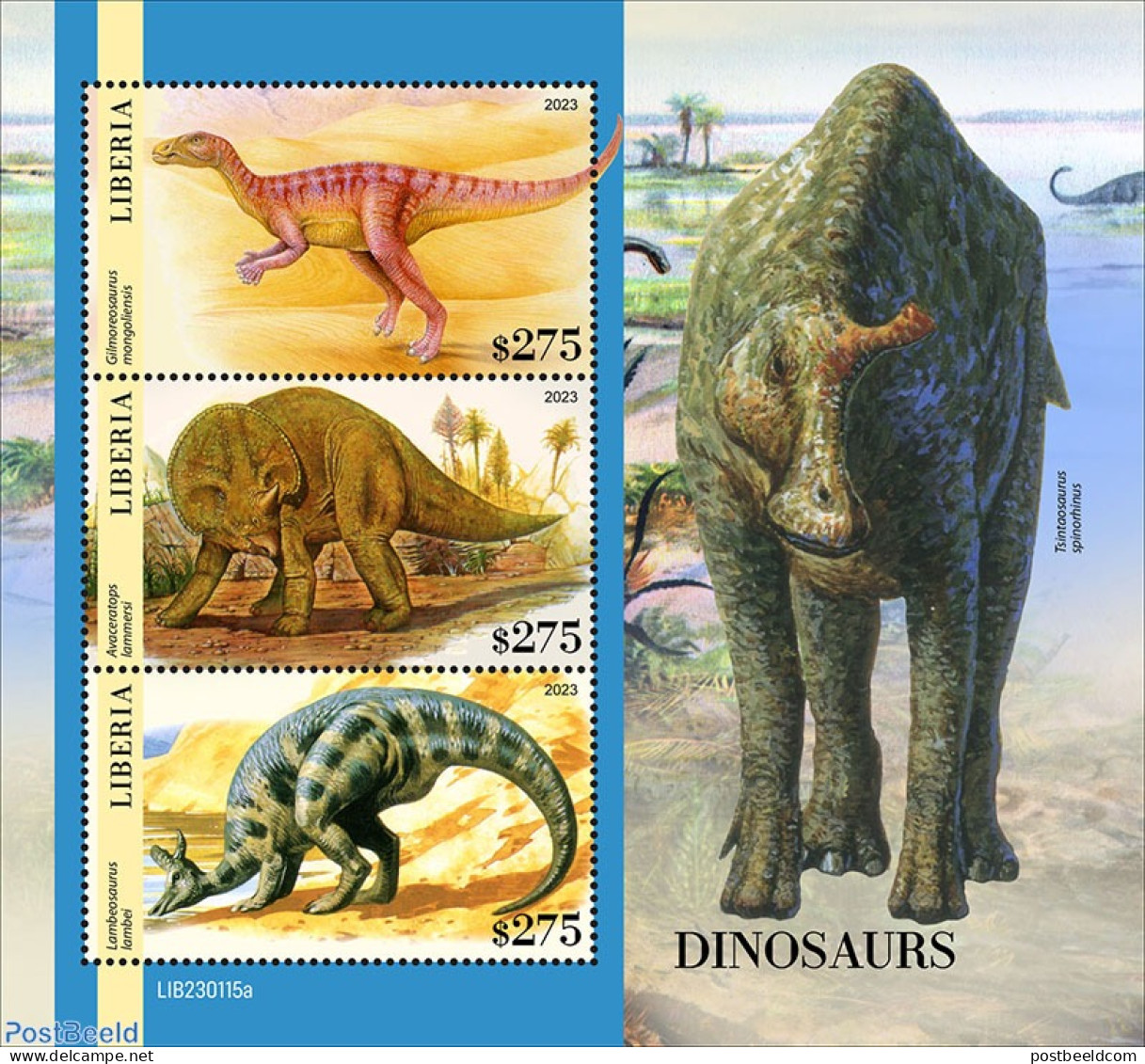 Liberia 2023 Dinosaurs, Mint NH, Nature - Prehistoric Animals - Préhistoriques