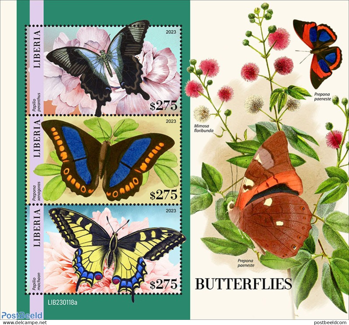 Liberia 2023 Butterflies, Mint NH, Nature - Butterflies - Flowers & Plants - Other & Unclassified
