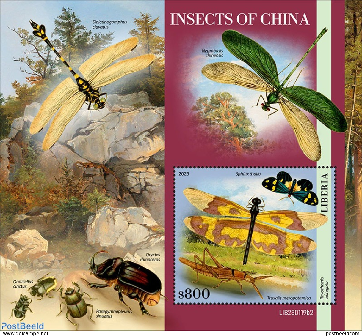 Liberia 2023 Insects Of China, Mint NH, Nature - Insects - Trees & Forests - Rotary Club