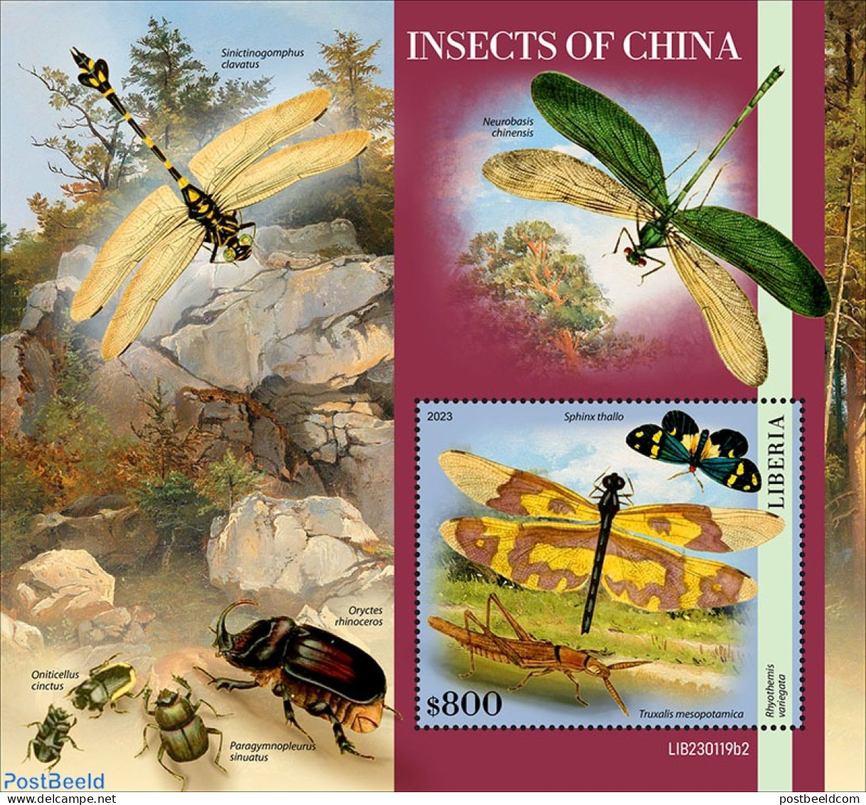 Liberia 2023 Insects Of China, Mint NH, Nature - Insects - Trees & Forests - Rotary, Lions Club