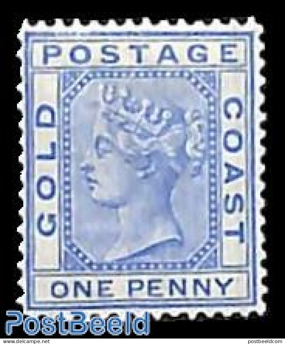 Gold Coast 1875 1p, Perf. 14, Stamp Out Of Set, Unused (hinged) - Otros & Sin Clasificación