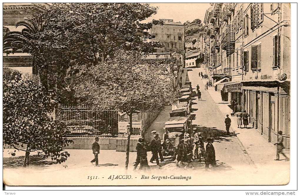 CORSE - AJACCIO - RUE DU SERGENT-CASALONGA  - - L'HOTEL-RESTAURANT ADRIEN - Automobiles Jardins De La Préfecture 1930 - Ajaccio