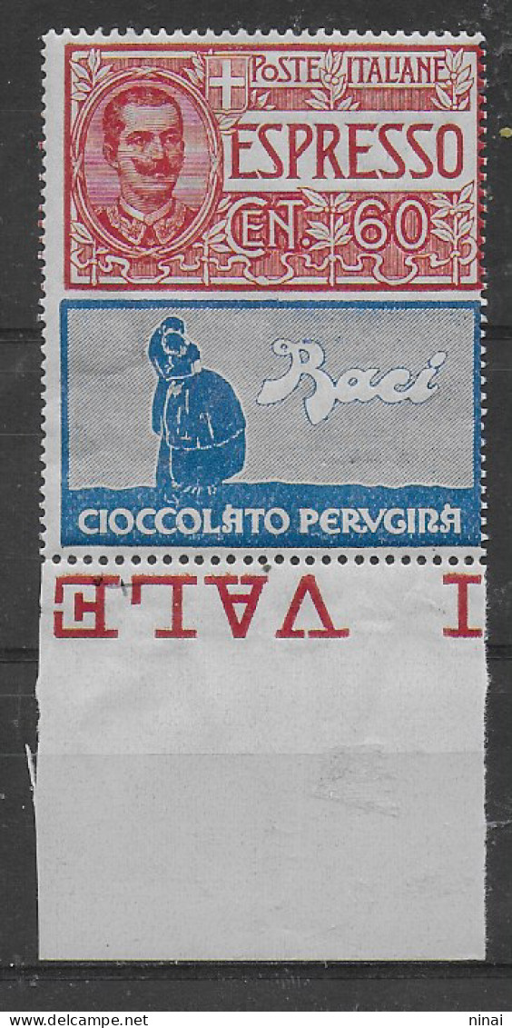 REGNO 1924-25 " PUBBLICITARI " NUMERO 21 " BACI PERUGINA "  ** MNH LUSSO  C1441A - Mint/hinged