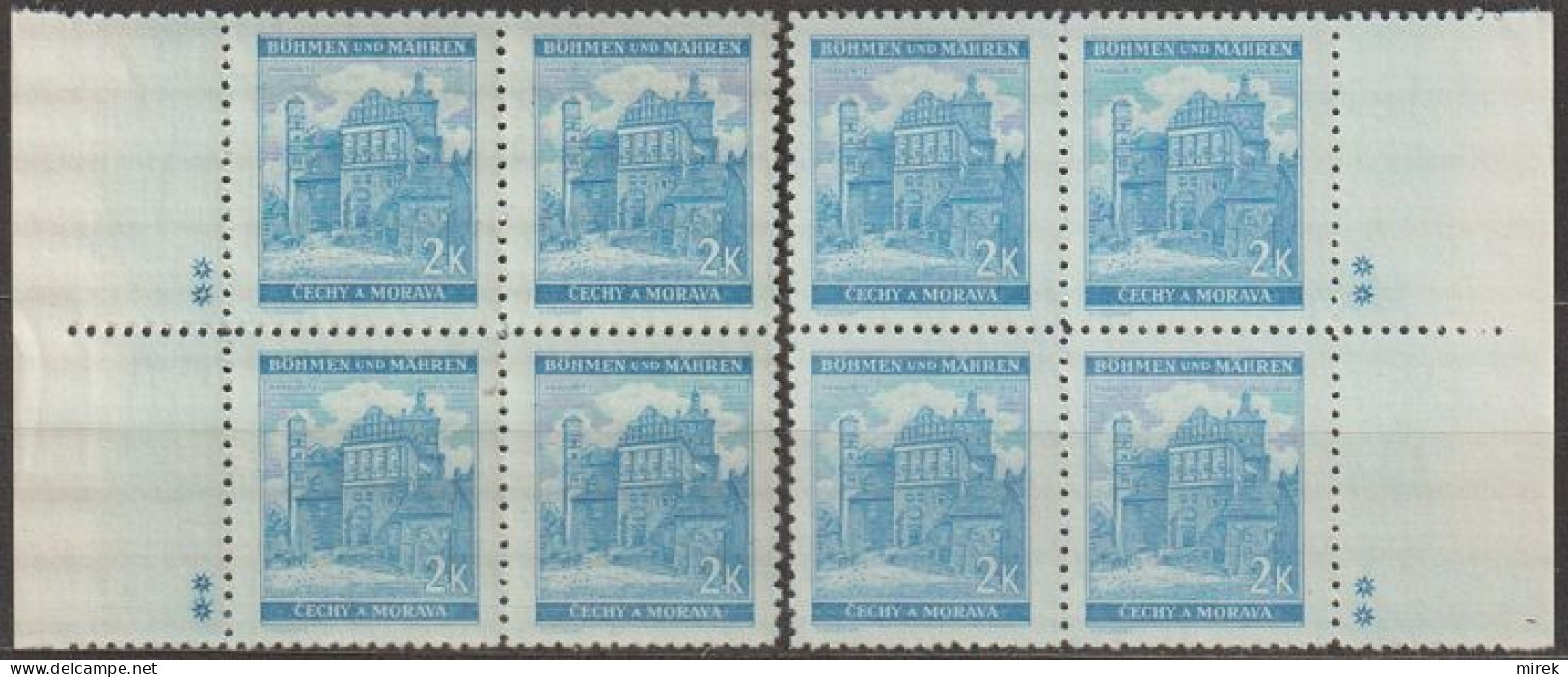 058/ Pof. 59, Light Blue; Border 4-blocks, Plate Mark ++ - Unused Stamps