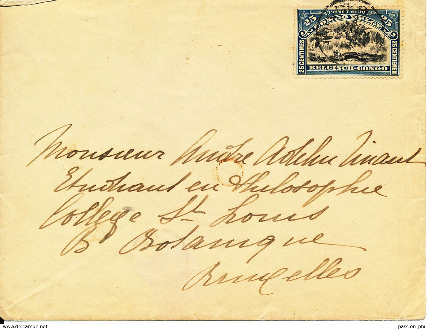 BELGIAN CONGO 1915 ISSUE 25C BLUE ON COVER FROM BASOKO  TO BRUSSELS - Lettres & Documents