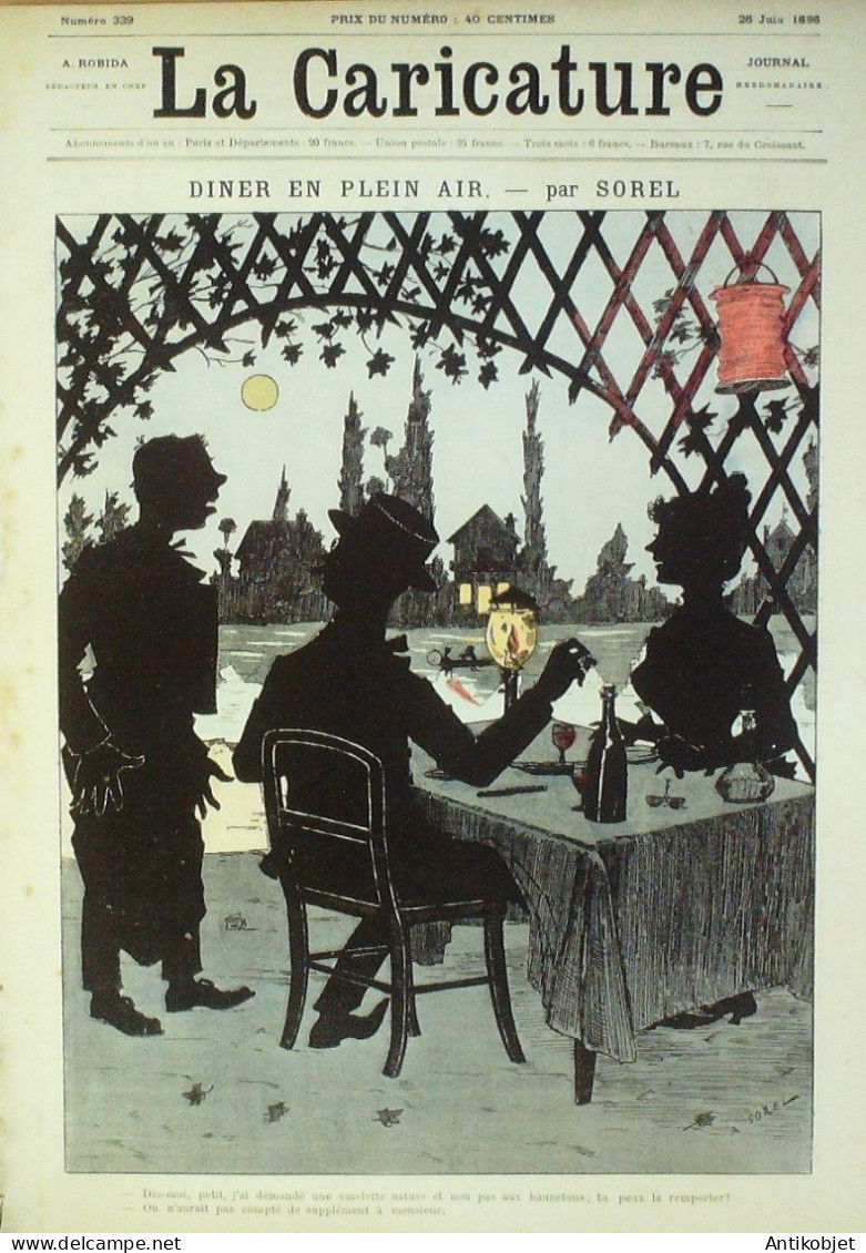 La Caricature 1886 N°339 Dîner Plein Air Sorel Mélassier Caran D'Ache Faria Gladstone Par Luque - Zeitschriften - Vor 1900