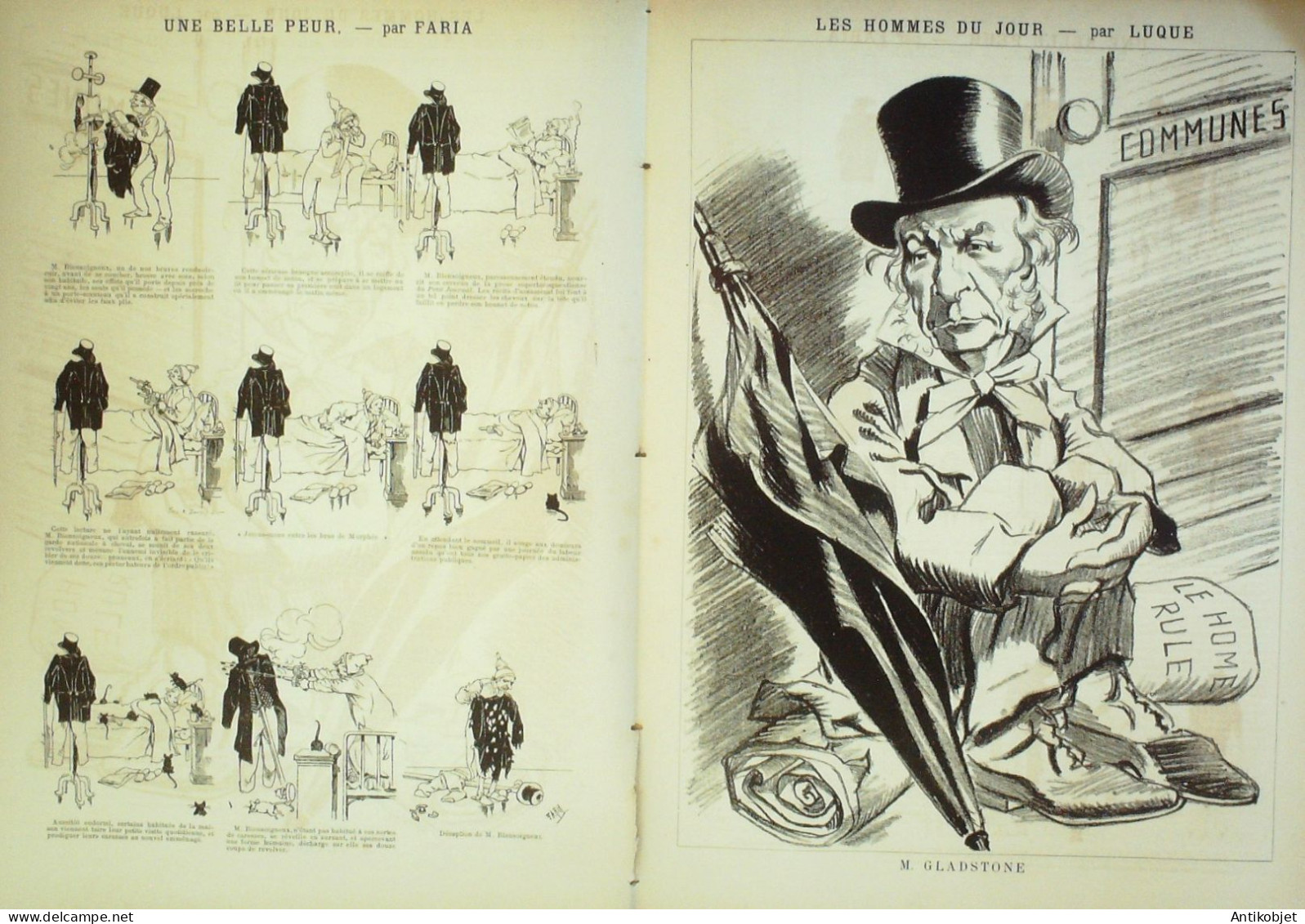 La Caricature 1886 N°339 Dîner Plein Air Sorel Mélassier Caran D'Ache Faria Gladstone Par Luque - Revues Anciennes - Avant 1900