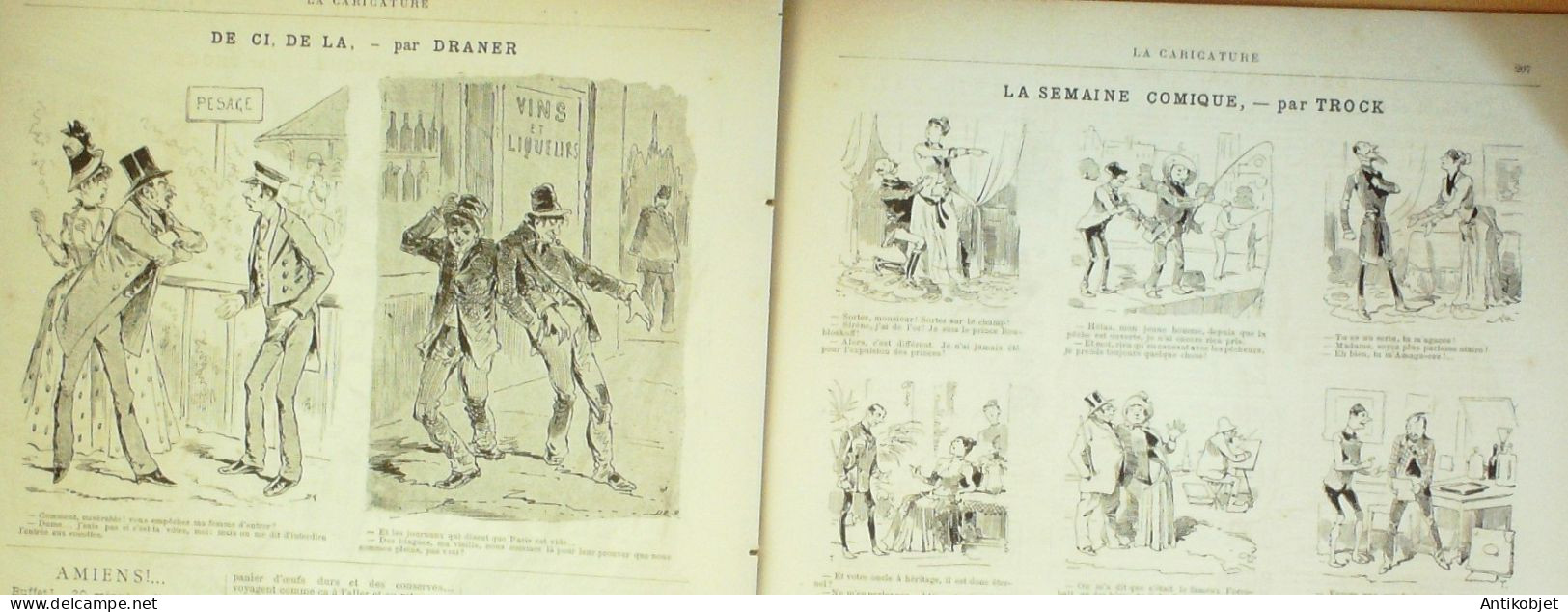 La Caricature 1886 N°339 Dîner Plein Air Sorel Mélassier Caran D'Ache Faria Gladstone Par Luque - Magazines - Before 1900