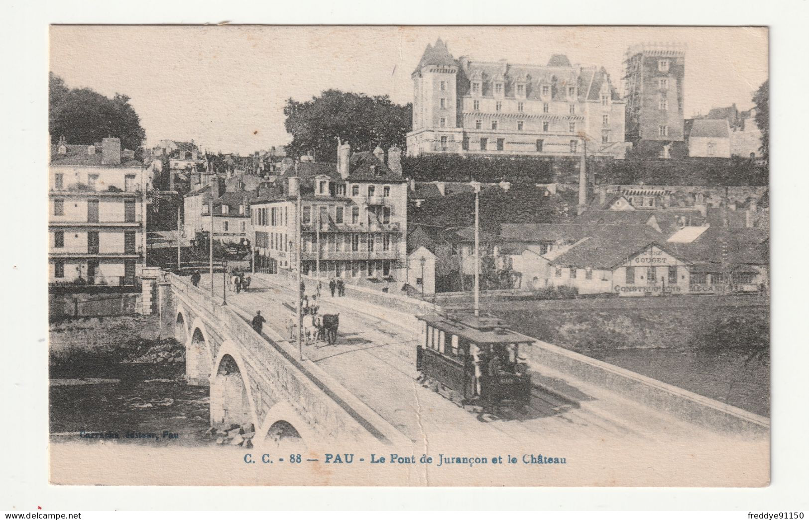 CPA 64 . Pau . Le Pont De Jurançon Et Le Château . Tramway - Pau