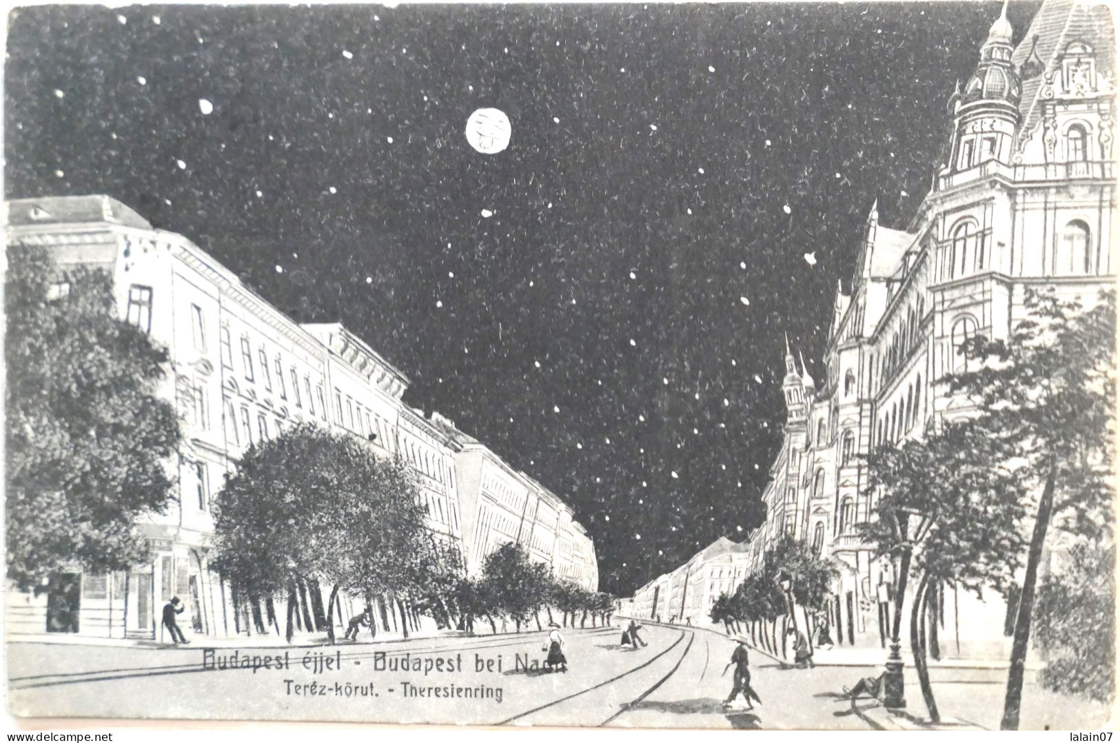 C. P. A. : Hongrie : BUDAPEST éjjel : Terez-körut,  Timbre En 1909 - Hungary