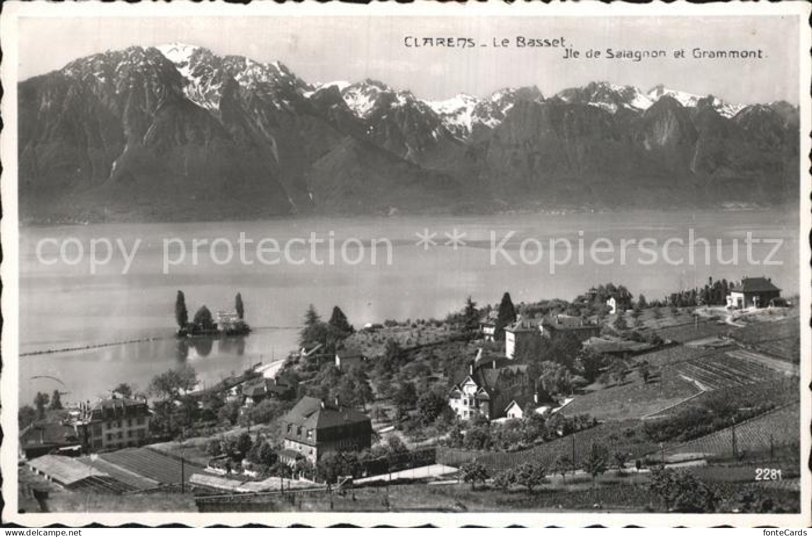 12586261 Clarens Montreux Panorama Lac Leman Ile Le Basset Alpes Genfersee Alpen - Andere & Zonder Classificatie