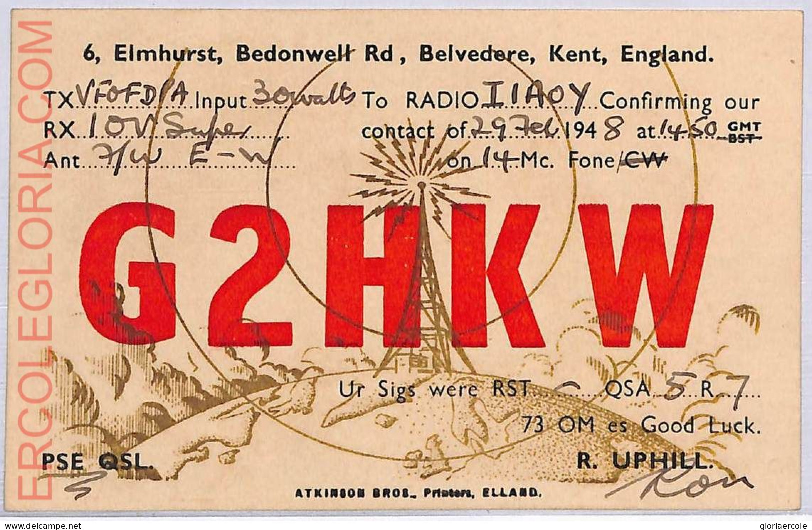 Ad9170 - GREAT BRITAIN - RADIO FREQUENCY CARD - England -  1948 - Radio