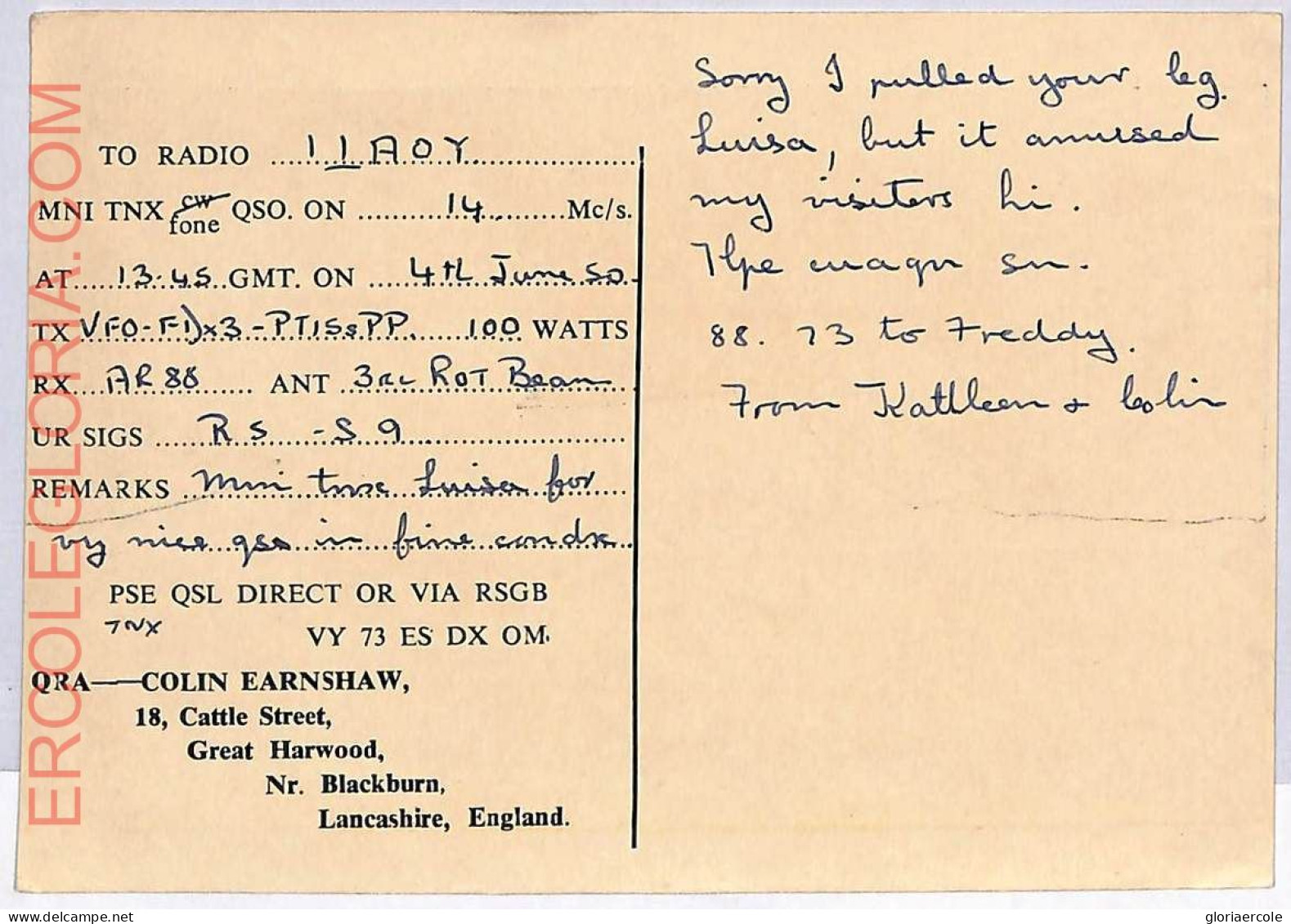 Ad9171 - GREAT BRITAIN - RADIO FREQUENCY CARD - England -  1950 - Radio