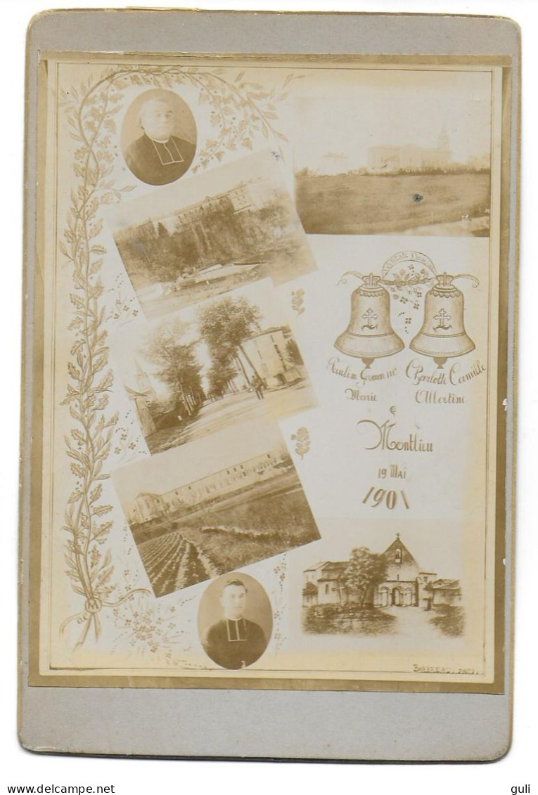 Photographie  Photo Originale MONTLIEU 19 Mai 1901 Cloches Avec Noms Et Autres Petites Photos - Europa