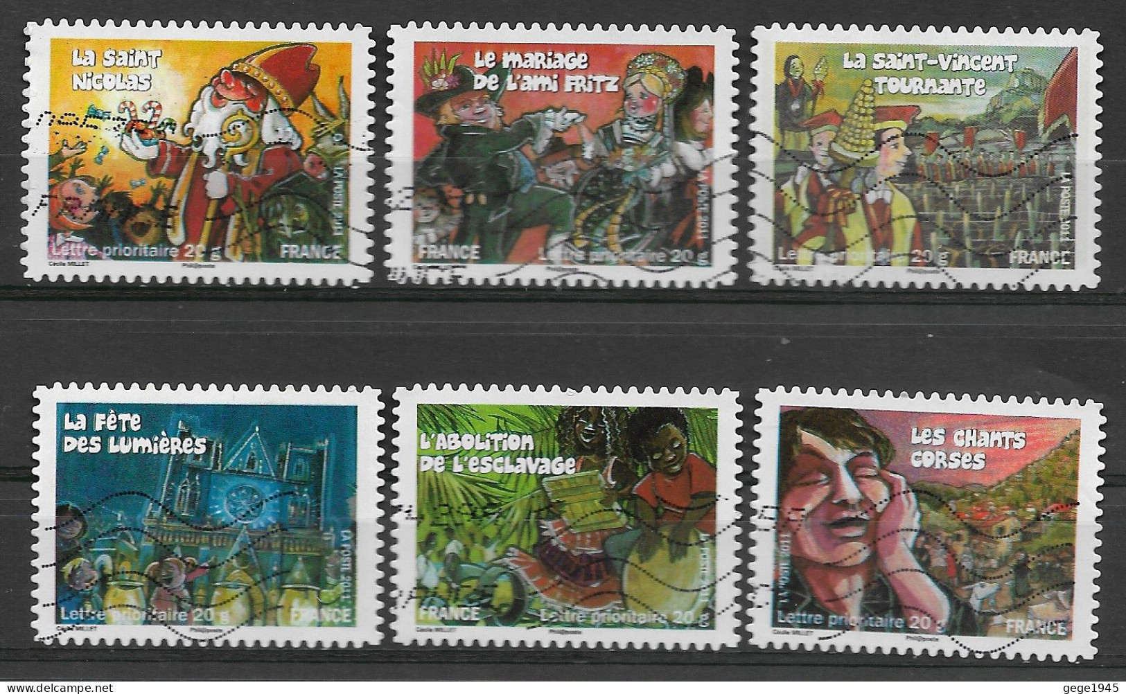 France 2011 Oblitéré Autoadhésif  N° 578 - 579 - 583 - 587 - 588 - 589   -   Fêtes  Et  Traditions Des Régions  ( II ) - Used Stamps