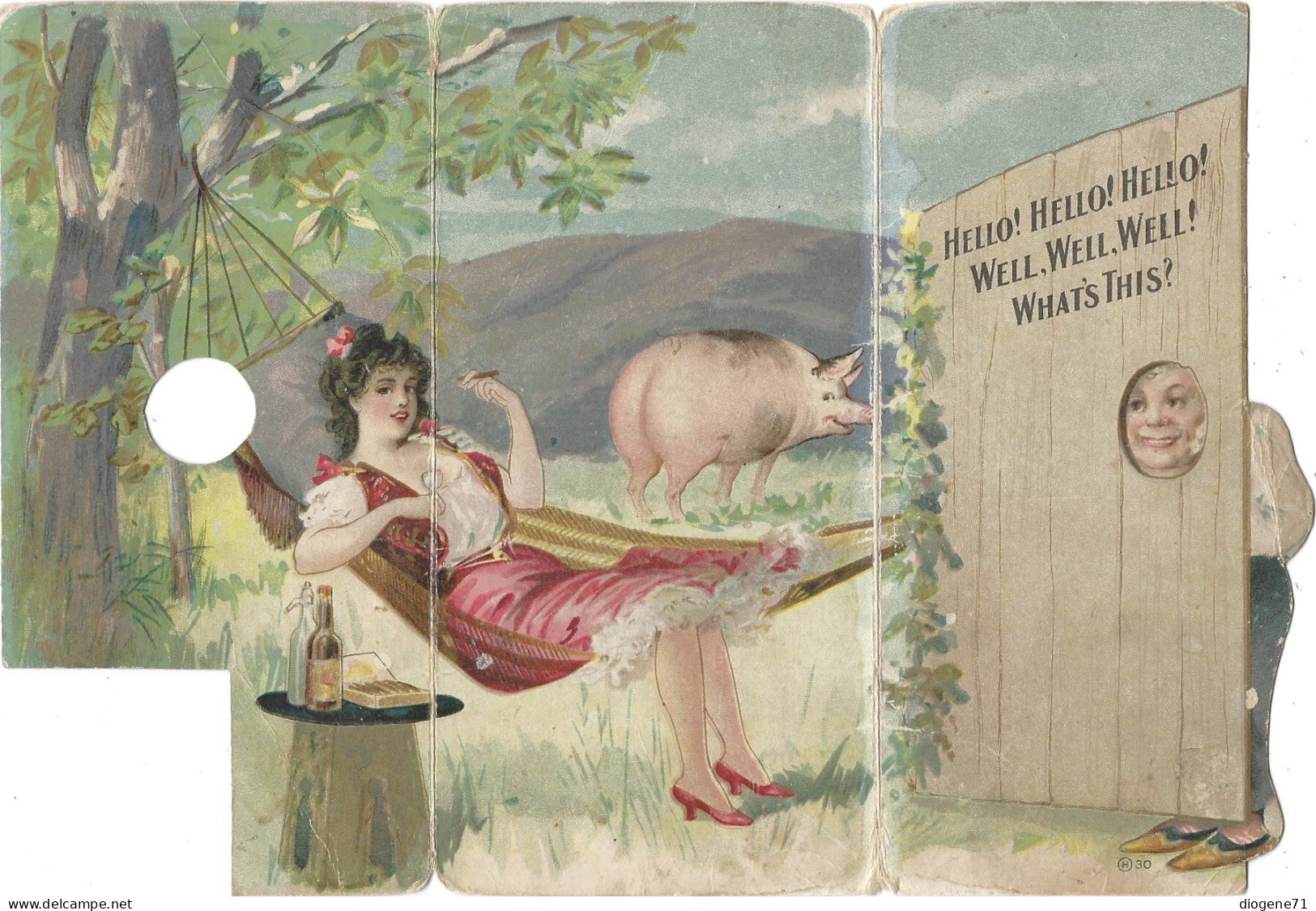 Foxy Granduncle's First Mistake Carte à Système Publicité Boissons New York Pin-up Cochon - Reclame