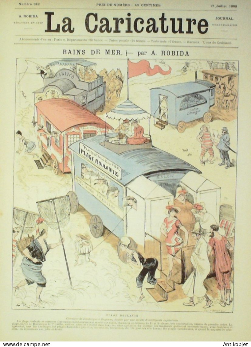 La Caricature 1886 N°342 Bains De Mer Robida Moutonnet Job Touristes Wogel Loys - Tijdschriften - Voor 1900