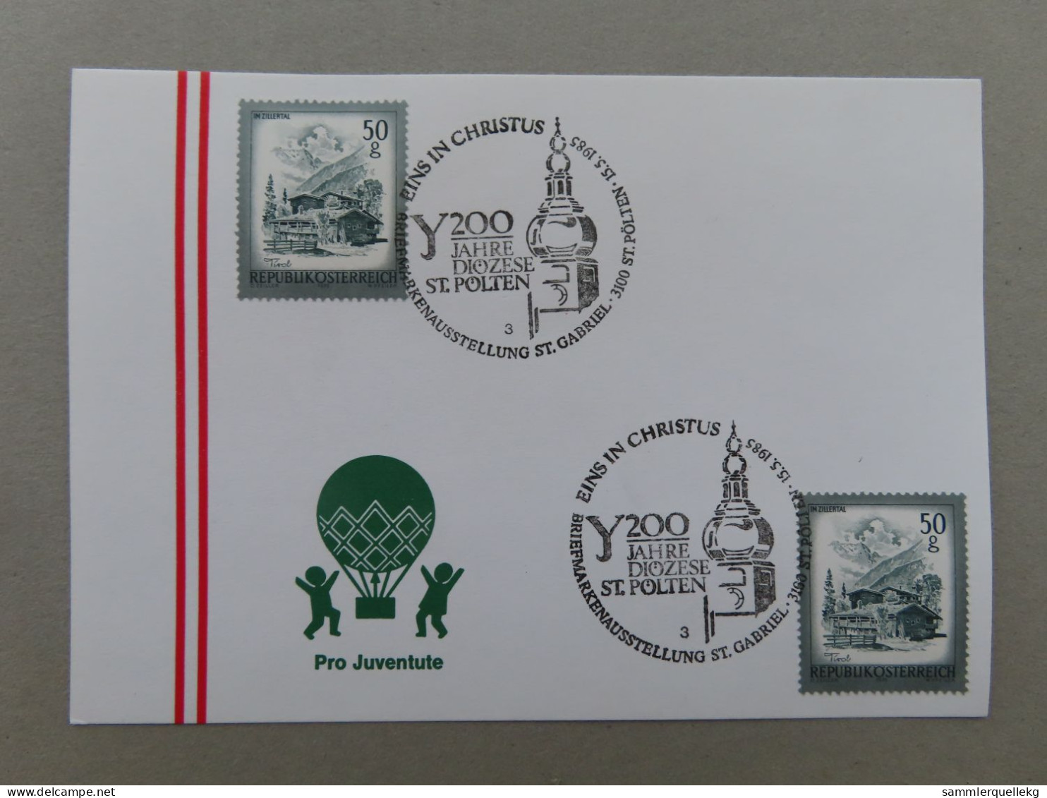 Österreich Pro Juventute - Mit Sonderstempel  15. 5. 1985 St. Pölten, 200 Jahre Diozese St. Pölten (Nr.1164) - Otros & Sin Clasificación