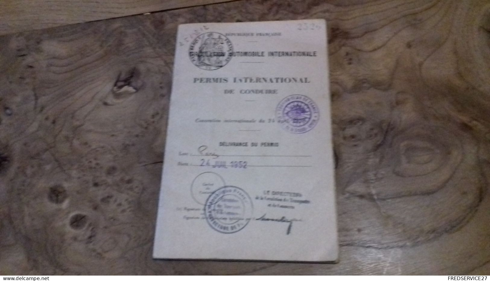 237/ PERMIS DE CONDUIRE INTERNATIONAL 1952 - Tarjetas De Membresía