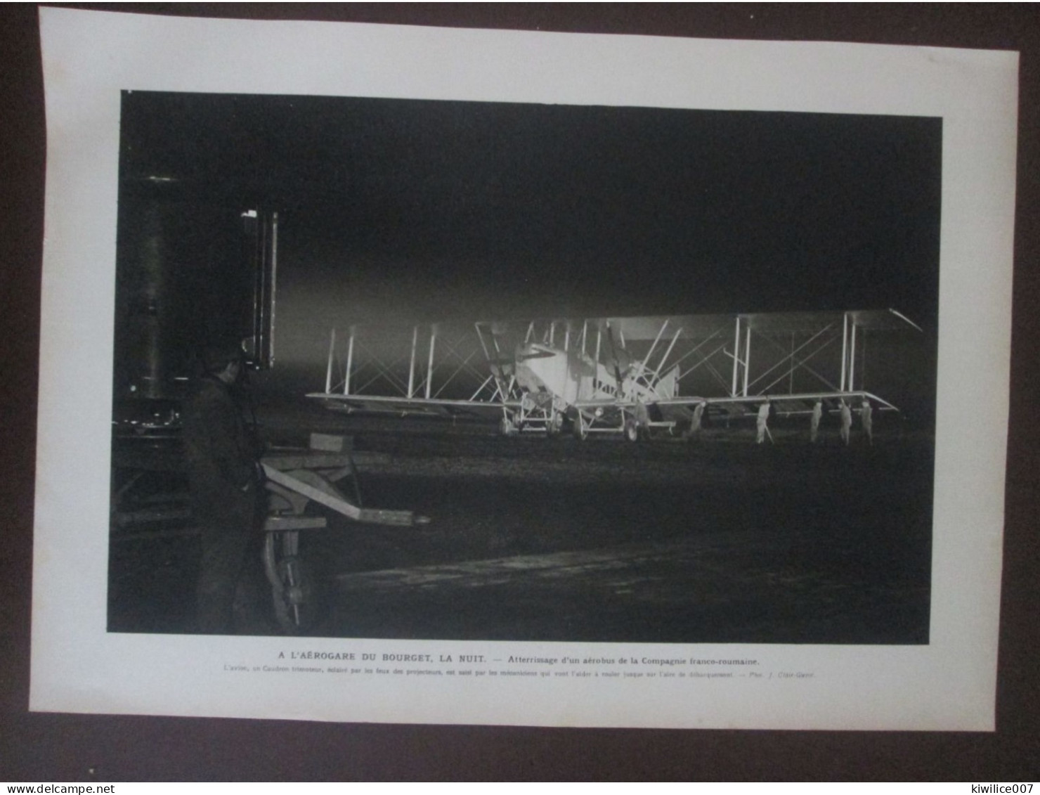 1924 AEROGARE DU  BOURGET   LA NUIT ATTTERRISSAGE AEROBUS  COMPAGNIE FRANCO ROUMAINE  Avion Caudron Trimoteur - Zonder Classificatie