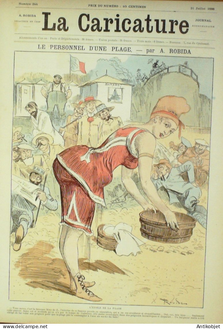 La Caricature 1886 N°344 Personnel De Plage Robida Draner Sorel Trock - Revistas - Antes 1900