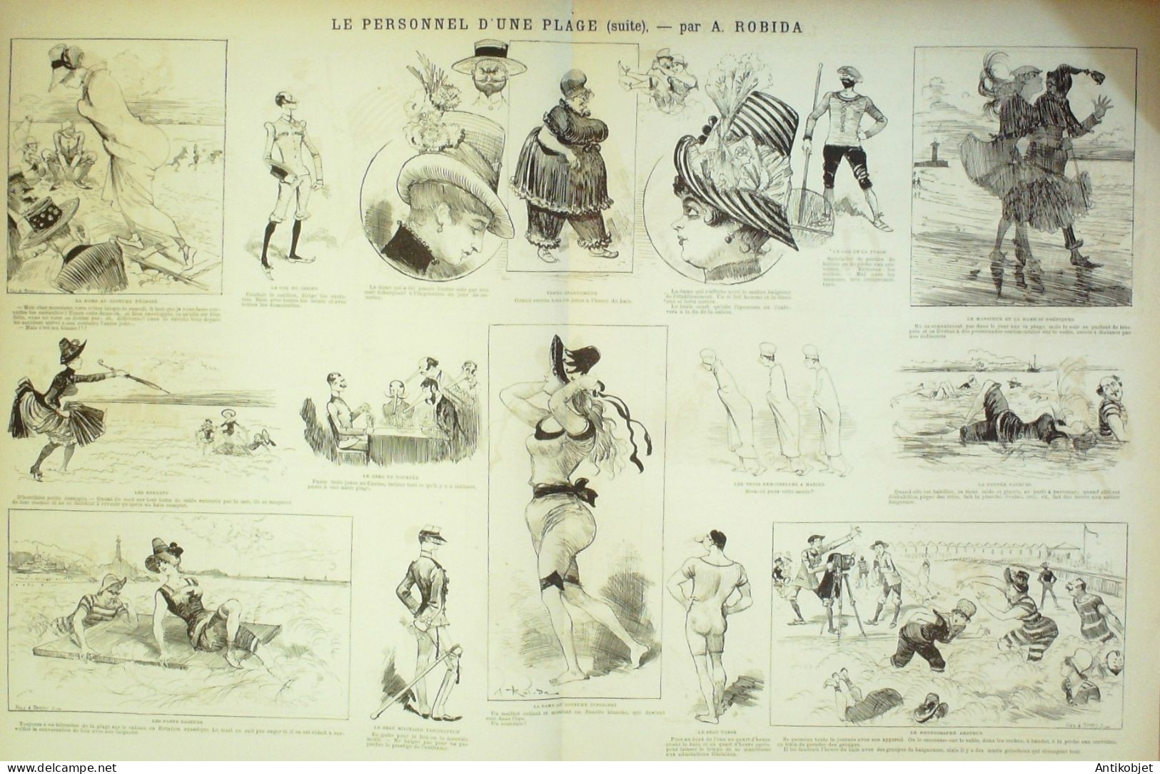 La Caricature 1886 N°344 Personnel De Plage Robida Draner Sorel Trock - Revistas - Antes 1900