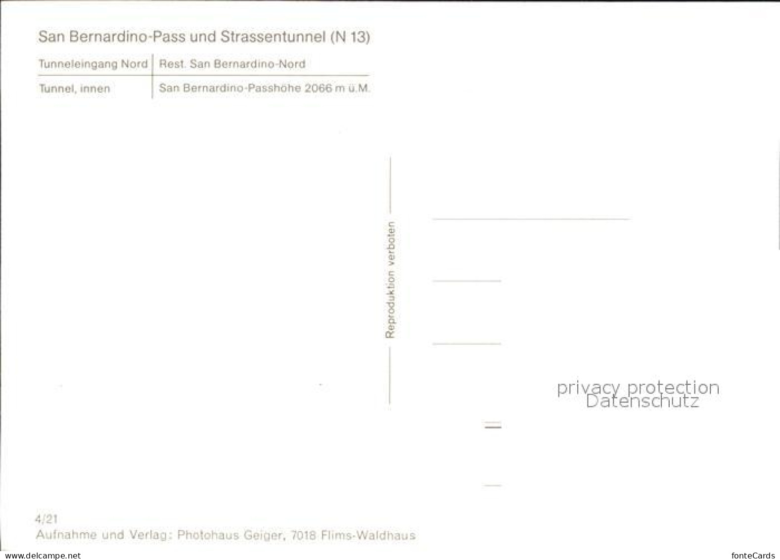 12583120 San Bernardino GR Gebirgspass Strassentunnel Passhoehe Berghotel Restau - Andere & Zonder Classificatie