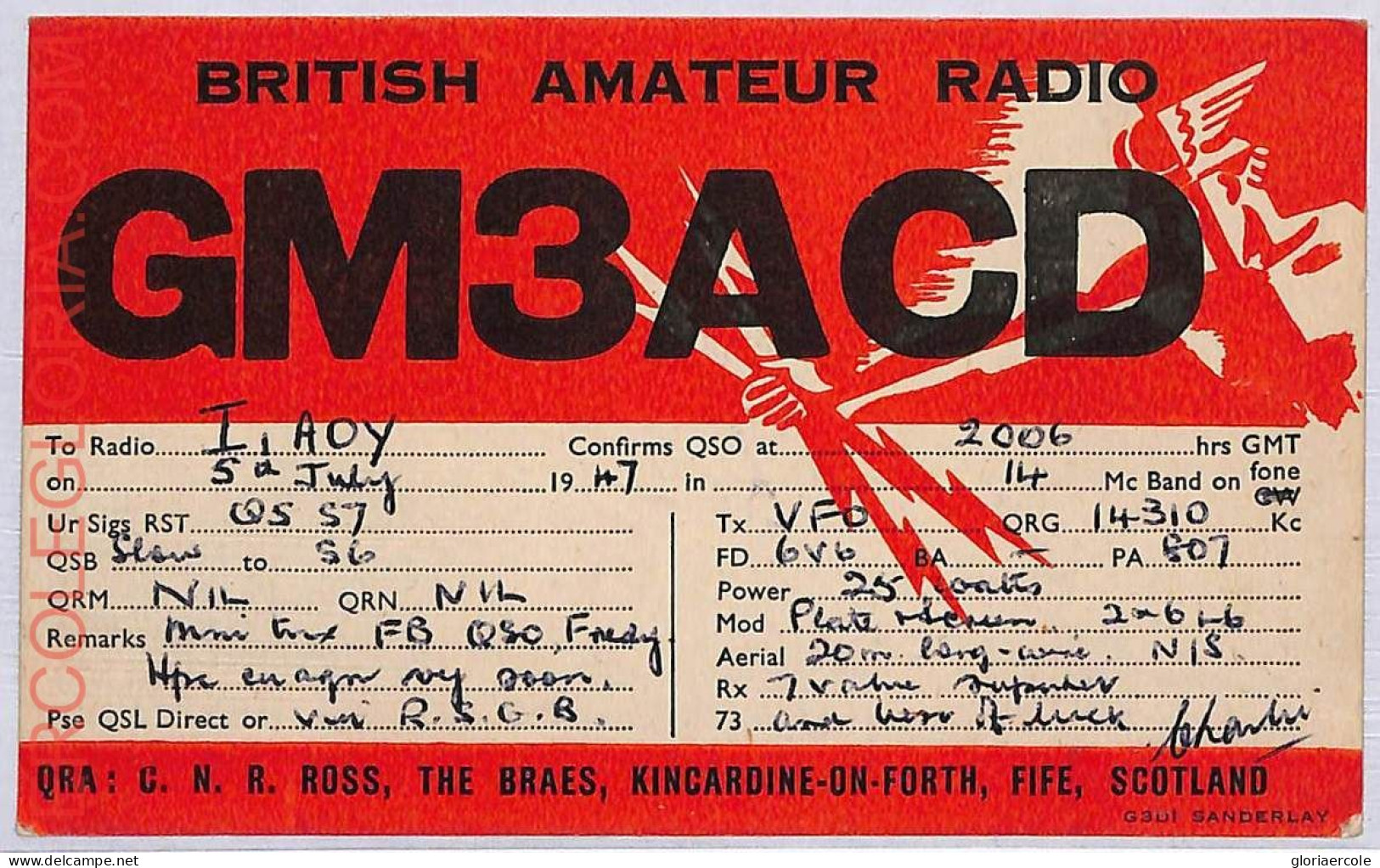 Ad9174 - GREAT BRITAIN - RADIO FREQUENCY CARD - 1947 - Radio