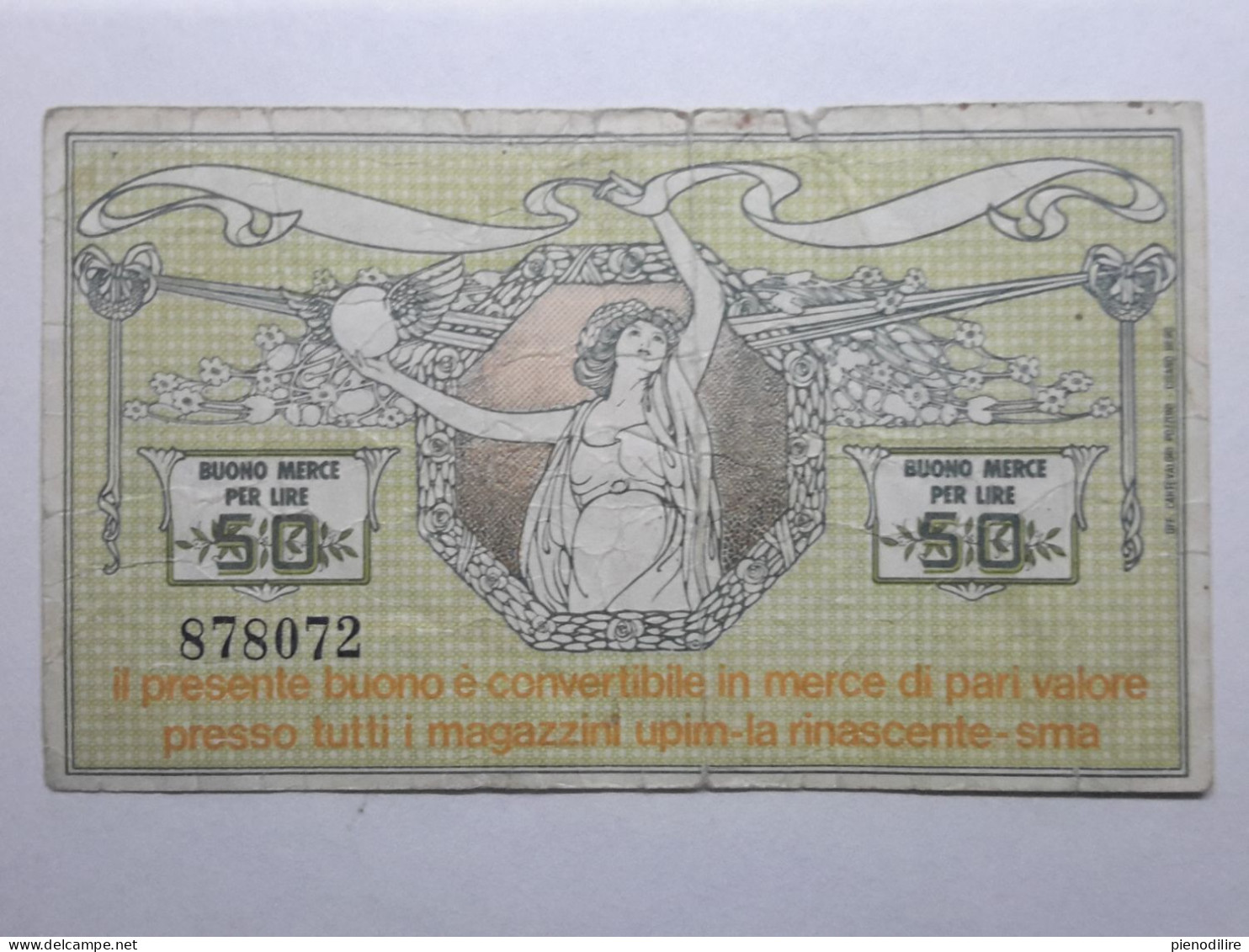 BANCONOTA BUONO D' ACQUISTO MERCE FINO A 50 LIRE UPIM LA RINASCENTE 1978 (A.10) - [10] Checks And Mini-checks