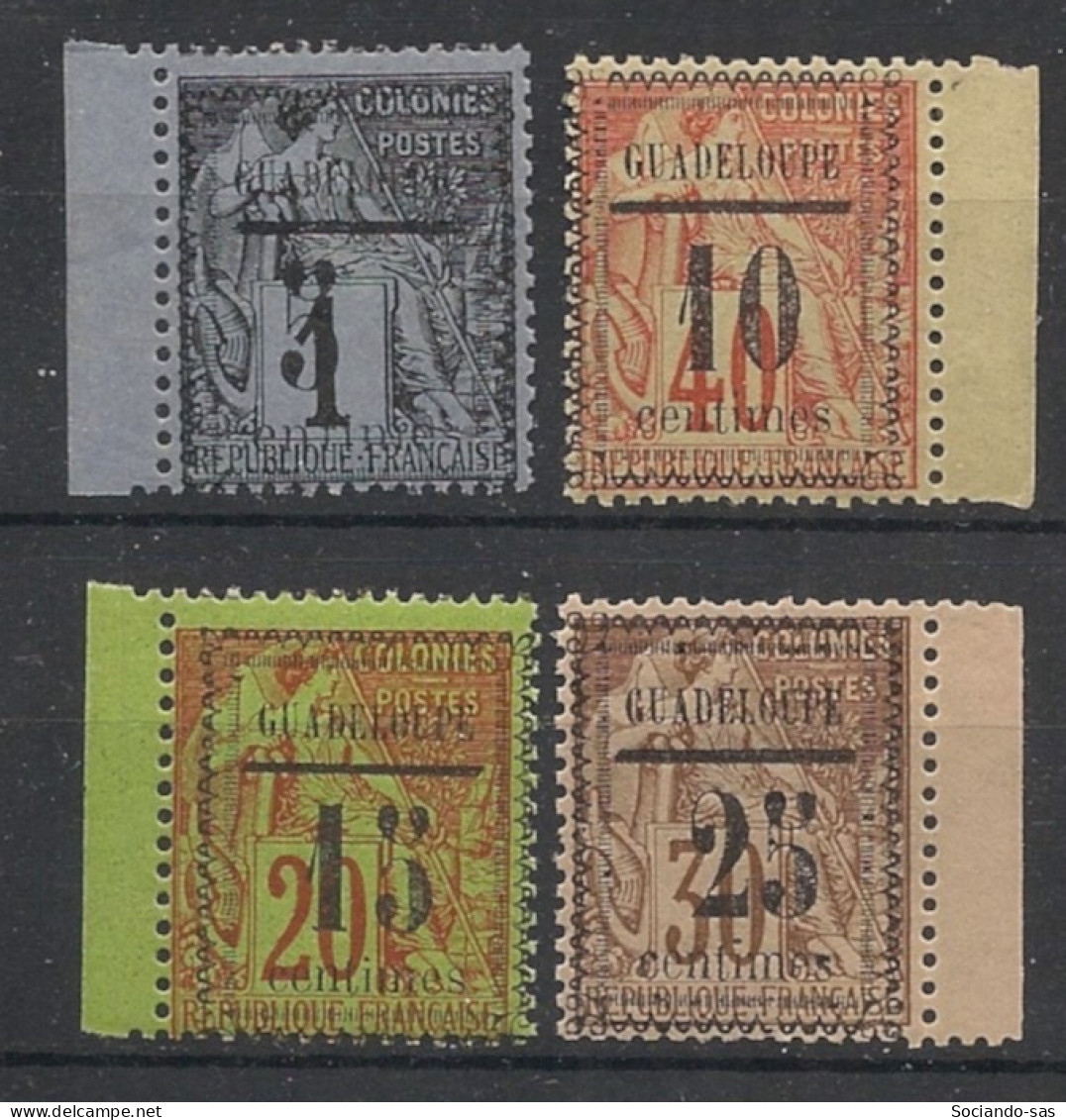 GUADELOUPE - 1889 - N°YT. 6 à 9 - Type Alphée Dubois - Série Complète Bord De Feuille - Neuf Luxe ** / MNH - Ungebraucht