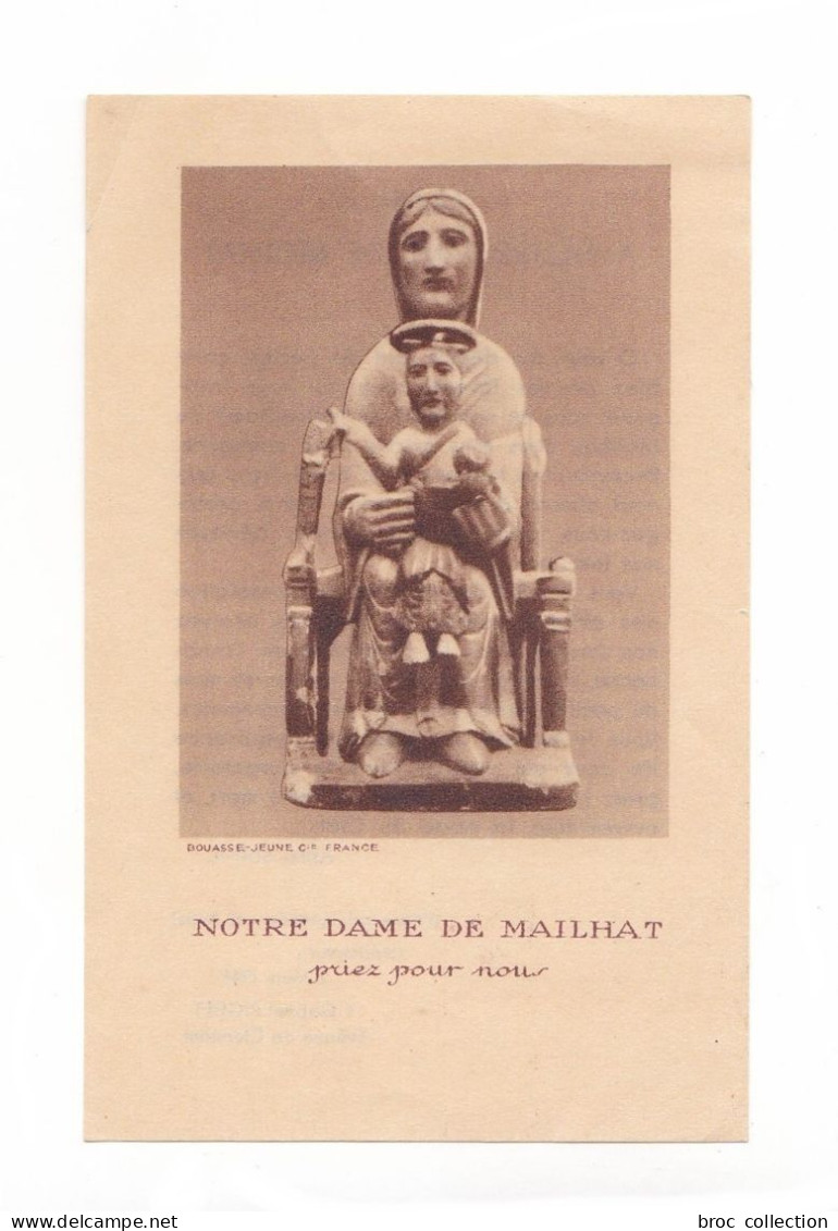 Notre-Dame De Mailhat (Lamontgie), Prière, Indulgence, Statue, Vierge à L'Enfant - Devotieprenten