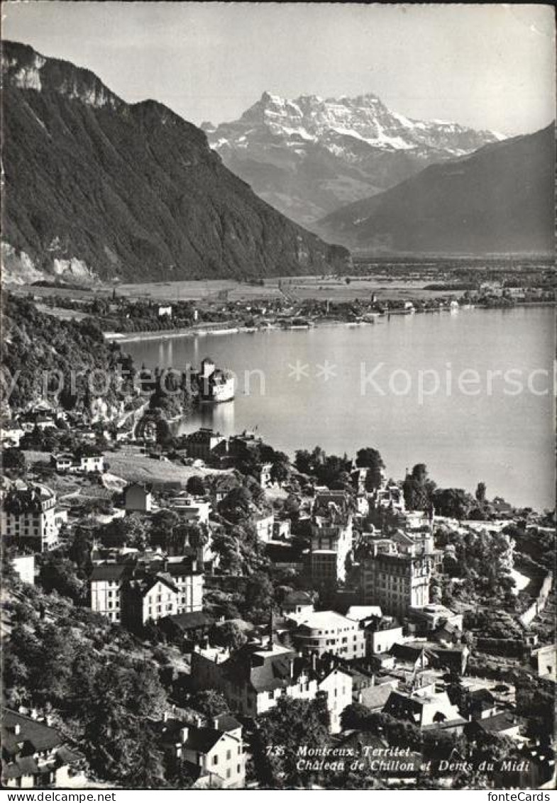 12579914 Montreux VD Fliegeraufnahme Avec Chateau De Chillon Et Dents-du-Midi Mo - Sonstige & Ohne Zuordnung