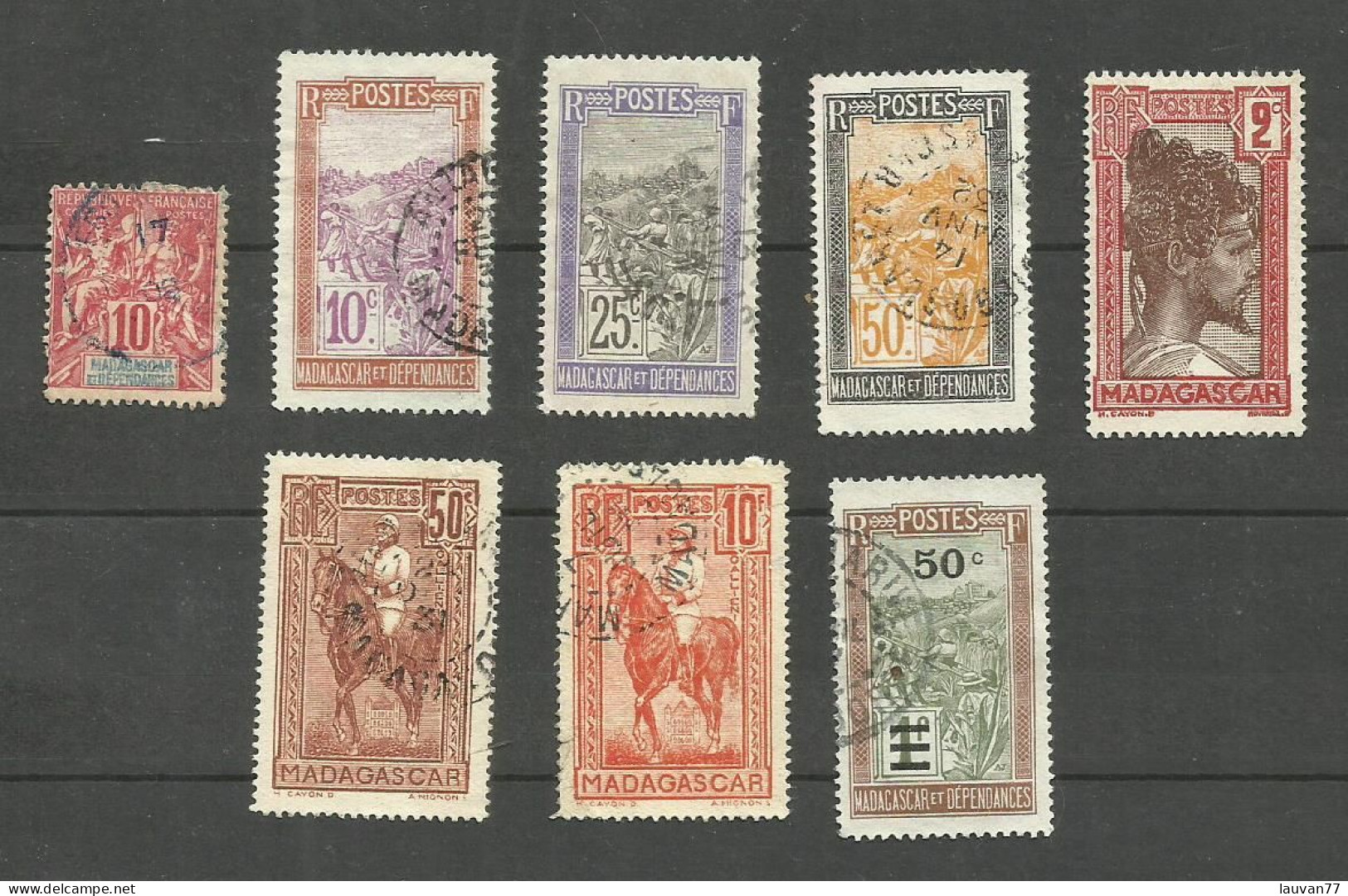 MADAGASCAR N°43, 133, 134, 139, 162, 184, 187, 189 Cote 7.20€ - Oblitérés