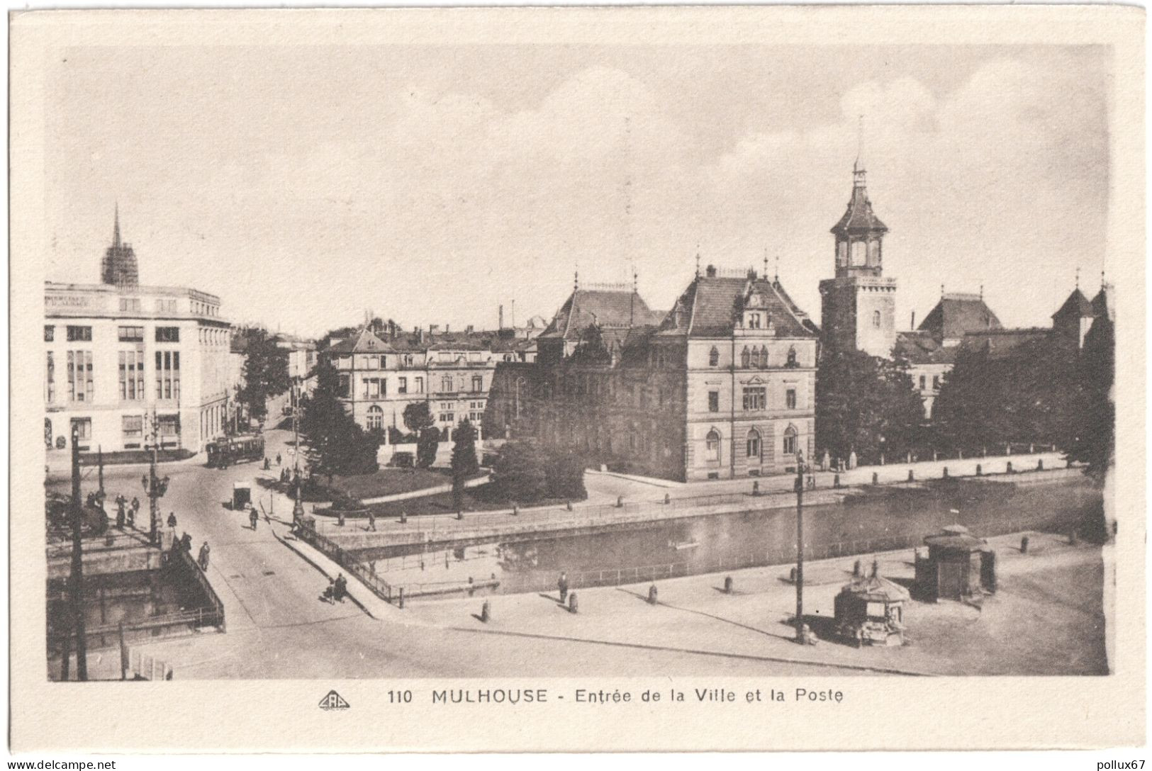 CPA DE MULHOUSE  (HAUT-RHIN)  ENTRÉE DE LA VILLE ET LA POSTE - Mulhouse