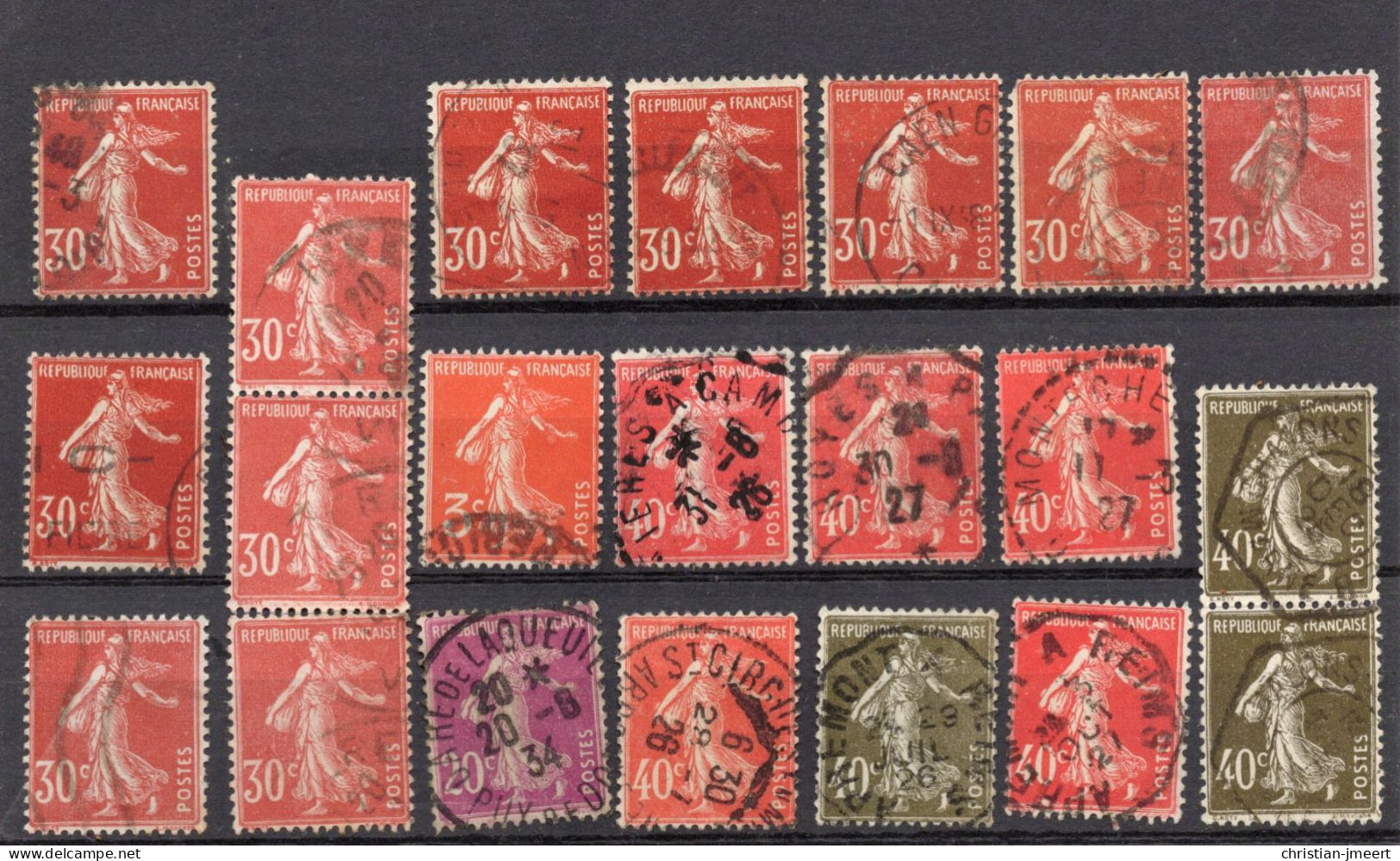 France Lot Pour Recherches  21 Timbres Semeuse Camée - 1906-38 Sower - Cameo