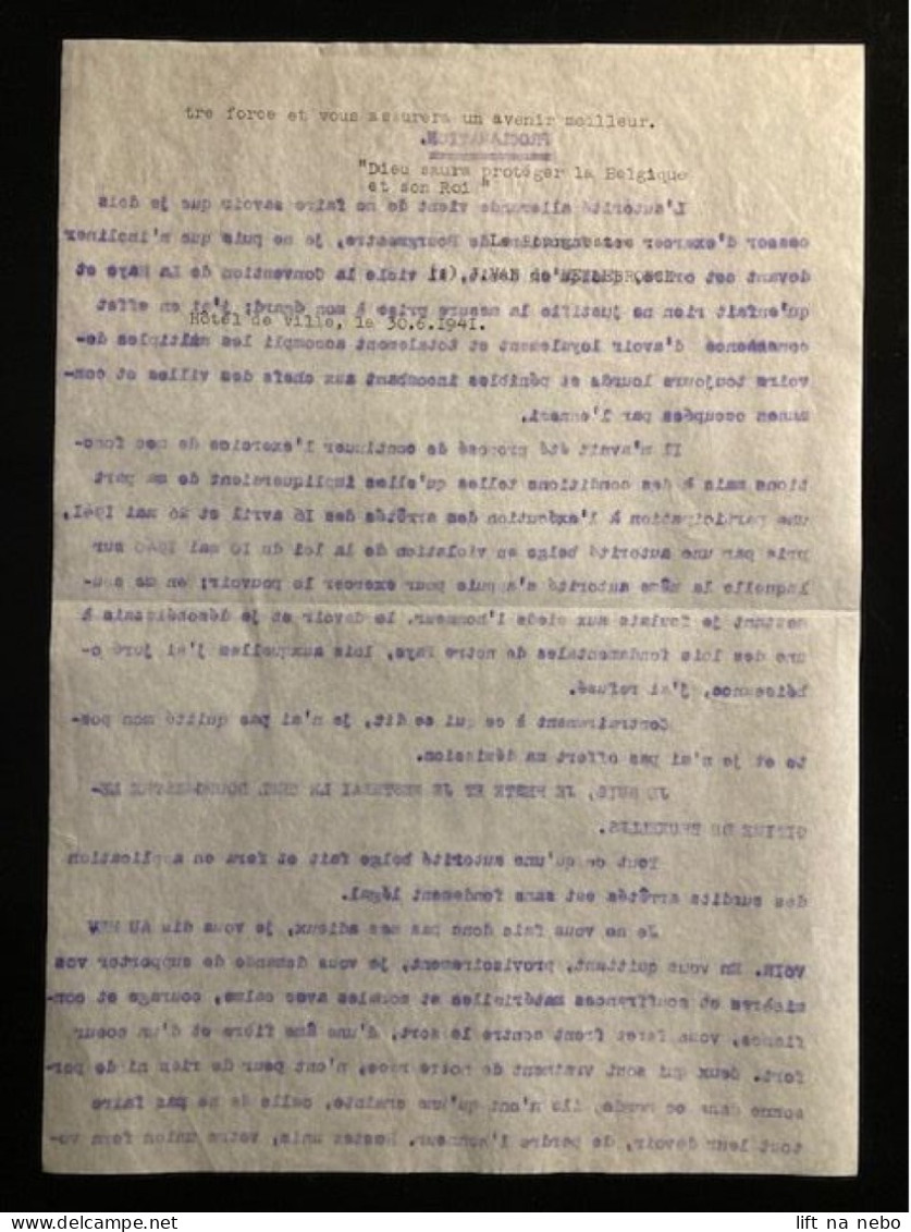 Tract Presse Clandestine Résistance Belge WWII WW2 'Proclamation' (the Text Continues On The Reverse Side Of The Sheet) - Documentos