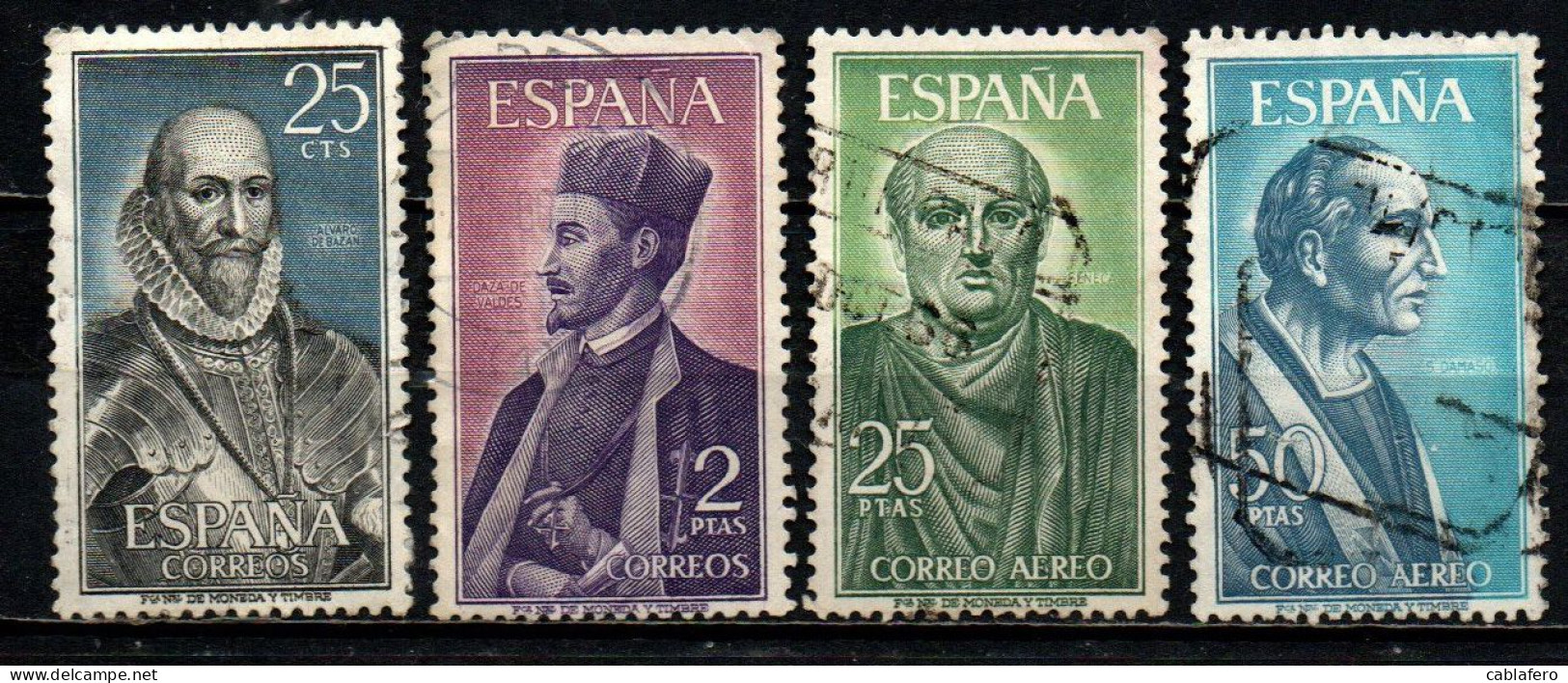 SPAGNA - 1966 - CELEBRITA' SPAGNOLE: A DE BAZAN, D. DE VALDES, SENECA, SAN DAMASO - USATI - Used Stamps