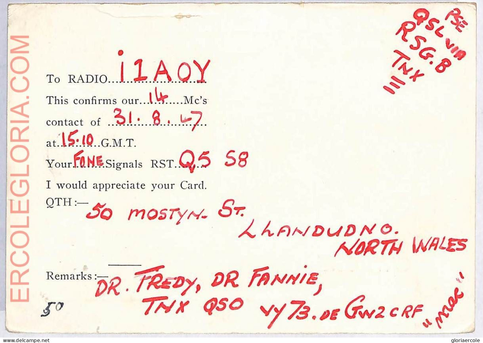 Ad9179 - GREAT BRITAIN - RADIO FREQUENCY CARD - 1947 - Radio