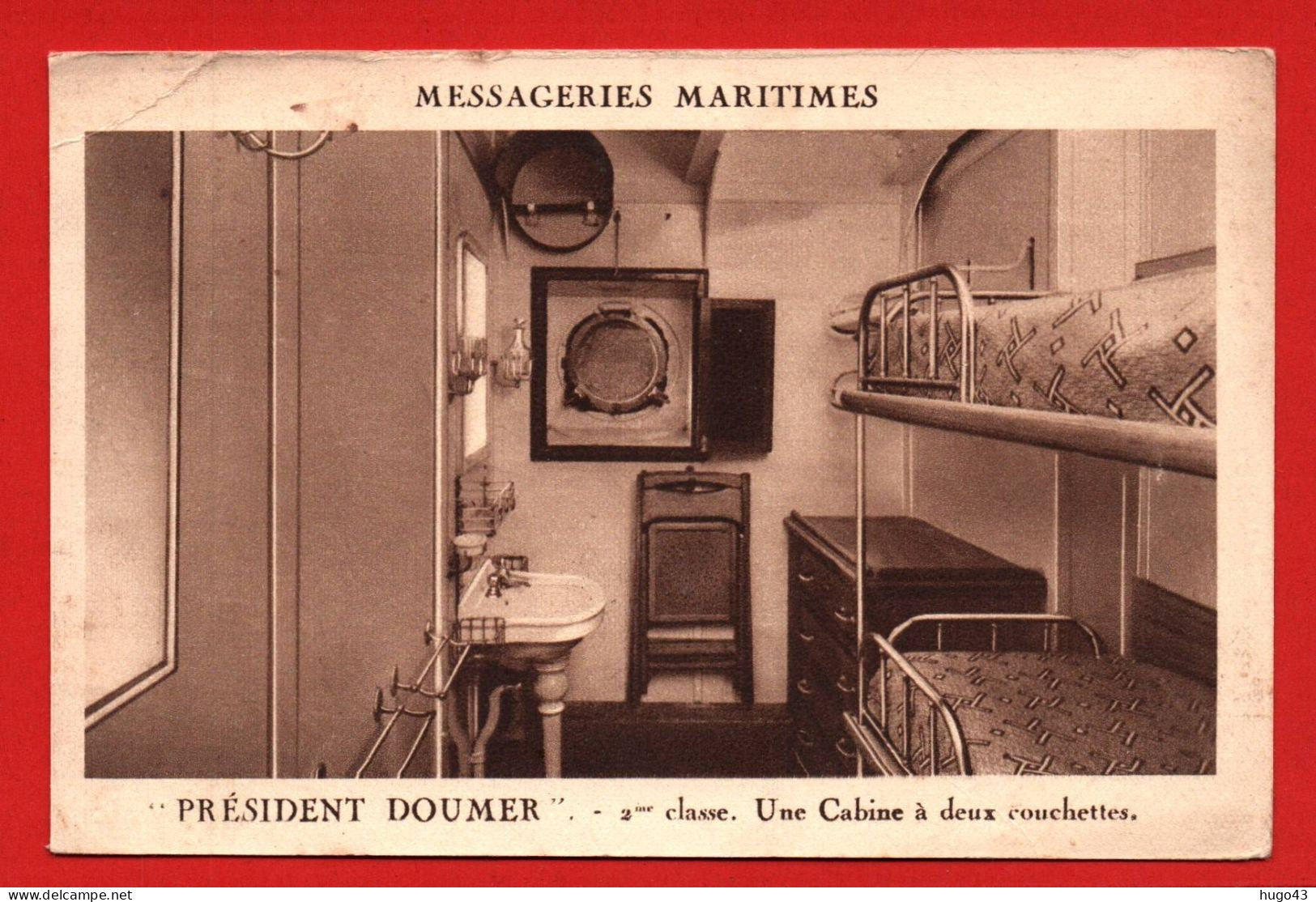(RECTO / VERSO) CARTE POSTALE MESSAGERIES MARITIMES - PAQUEBOT- CACHET HEXAGONAL LIAISON MARSEILLE A KOBE N°4 -29/4/1938 - Poste Maritime