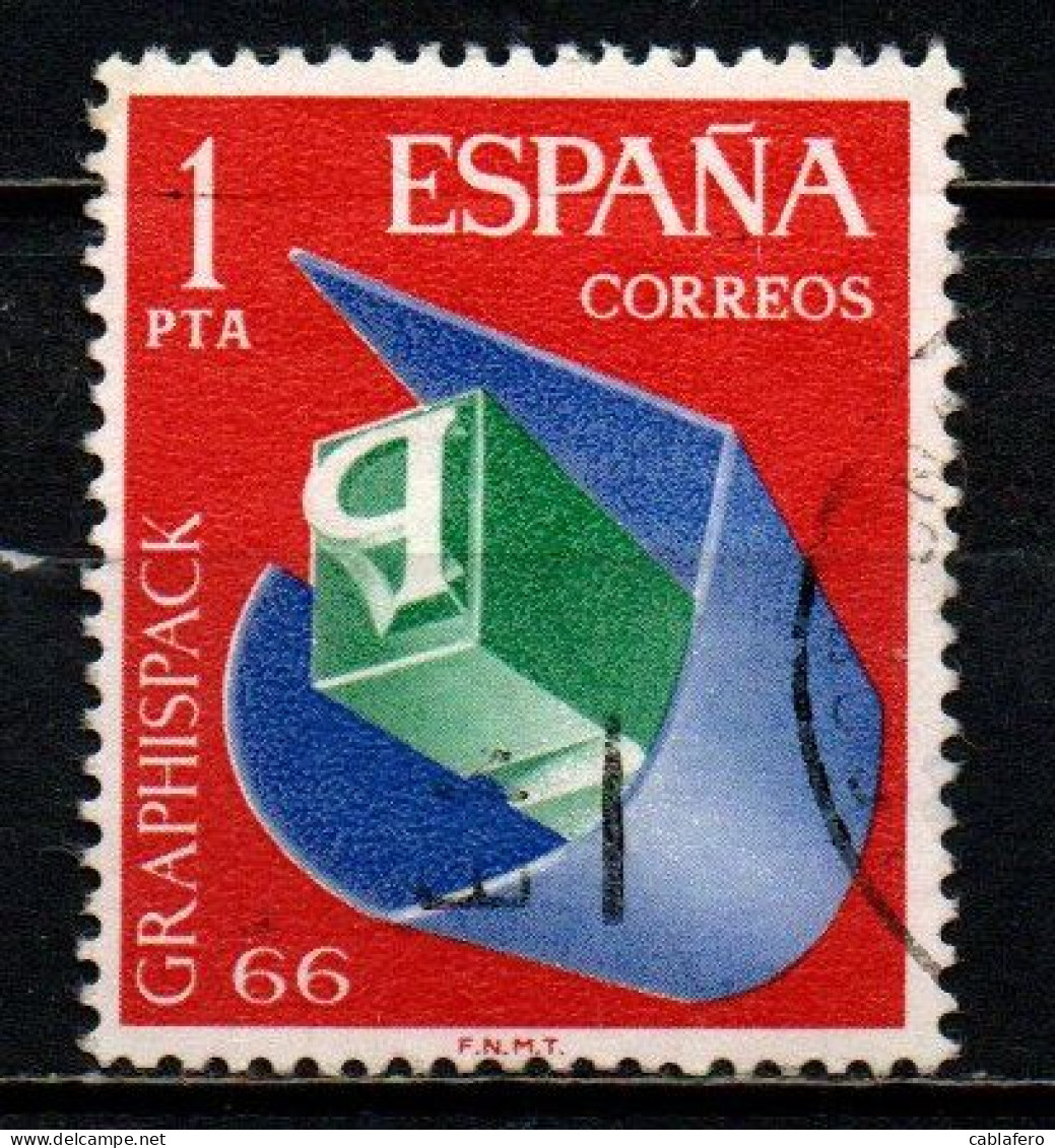 SPAGNA - 1966 - SALONE DI ARTI GRAFICHE, "GRAPHISPAK" - USATO - Used Stamps