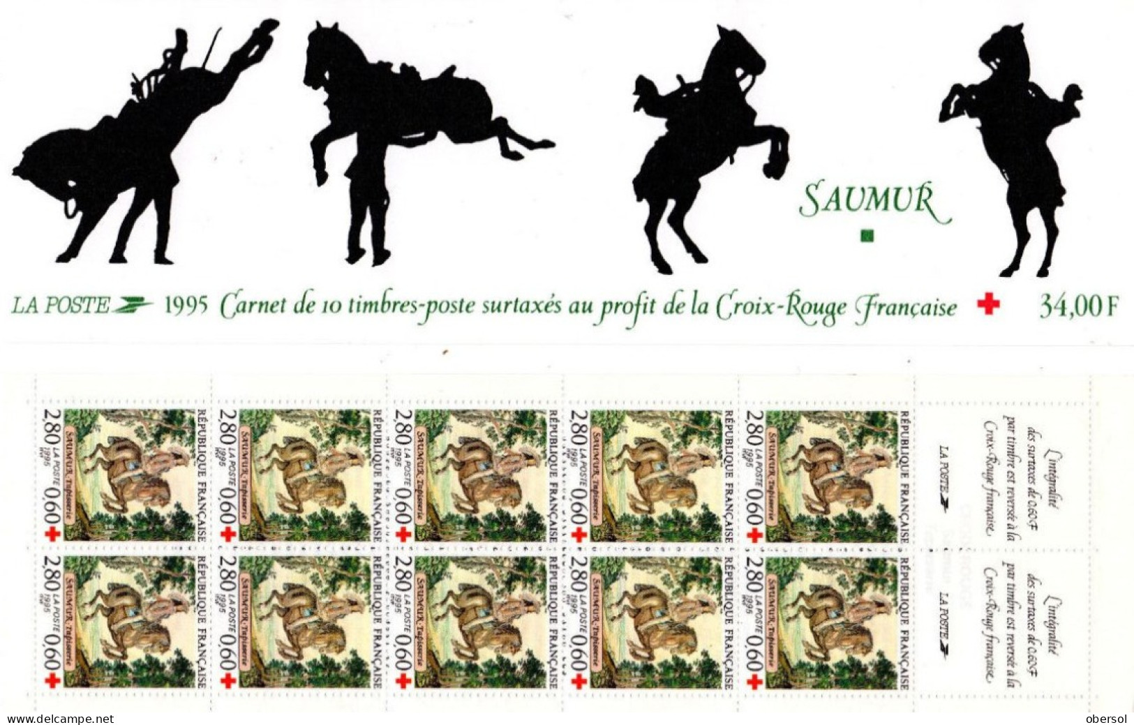 France 1995 Red Cross Horses Complete Booklet MNH High Cat - Ungebraucht