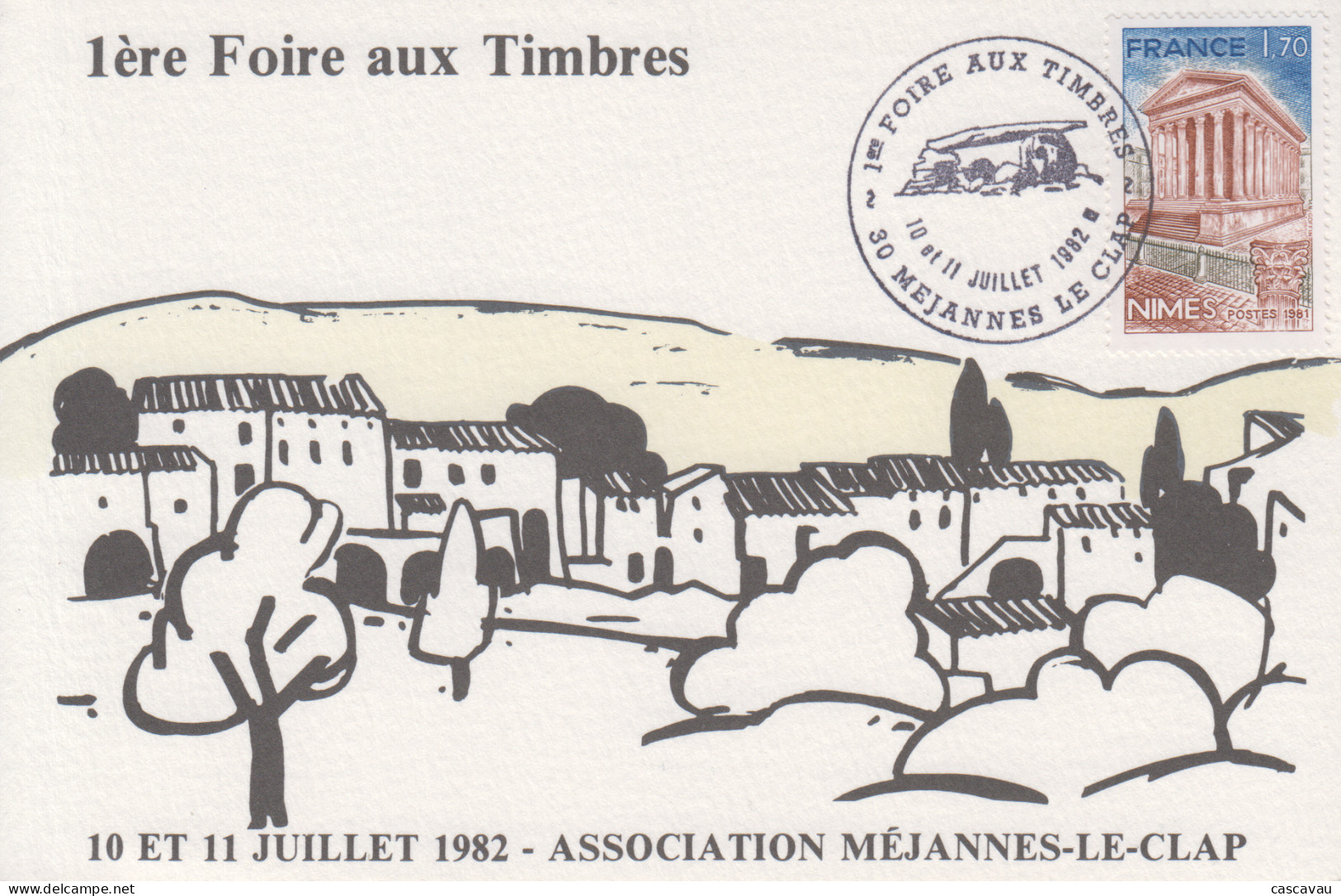 Carte   FRANCE   1ére  Foire  Aux  Timbres   MEJANNES  LE  CLAP   1982 - Matasellos Conmemorativos