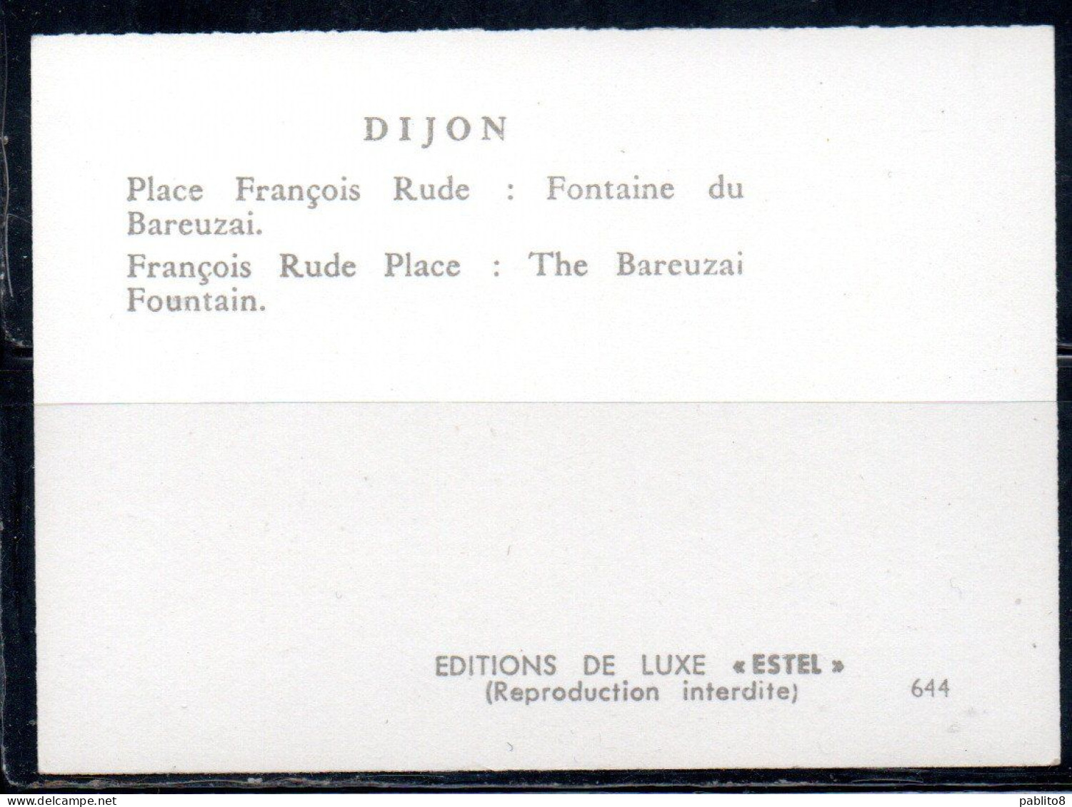 FRANCE FRANCIA DIJON PLACE FRANCOIS RUDE FONTAINE DU BAREUZAI CARTE CARD CARTOLINA UNUSED NUOVA - Autres & Non Classés