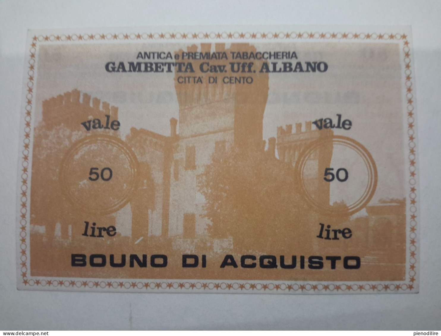 BUONO D' ACQUISTO 50 LIRE ANTICA E PREMIATA TABACCHERIA GAMBETTA 1976 (A.22) - [10] Cheques Y Mini-cheques