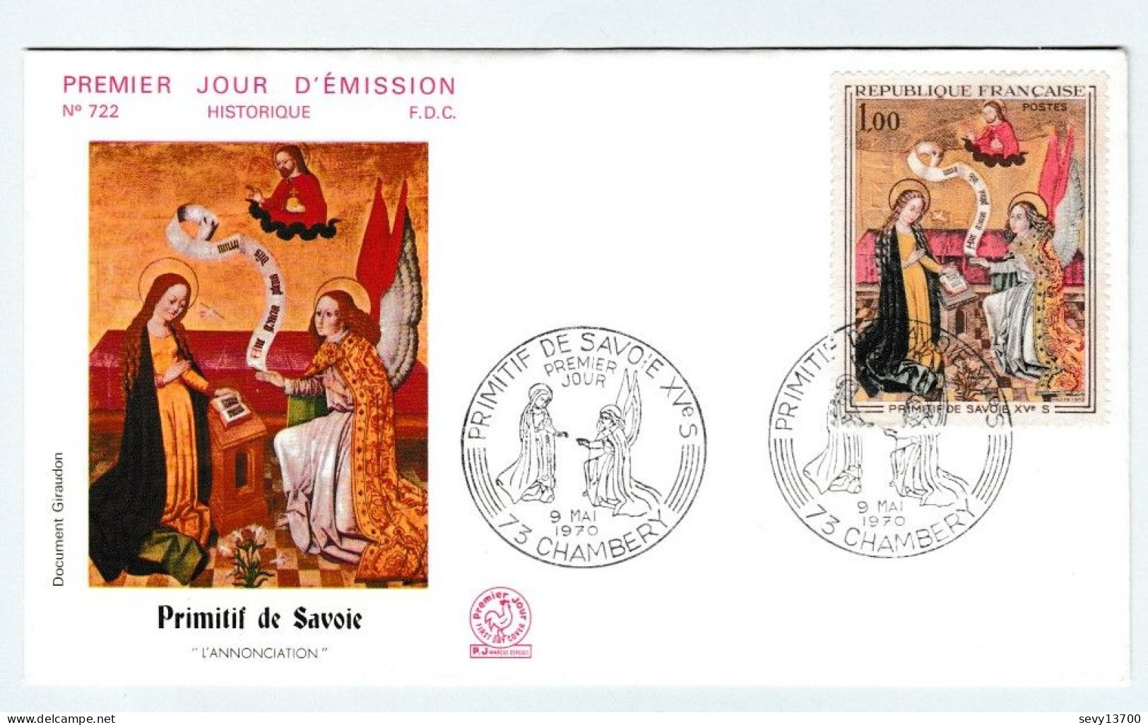 France - FDC Premier Jour D'émission Primitif De Savoie 9 Mai 1970 - 1970-1979