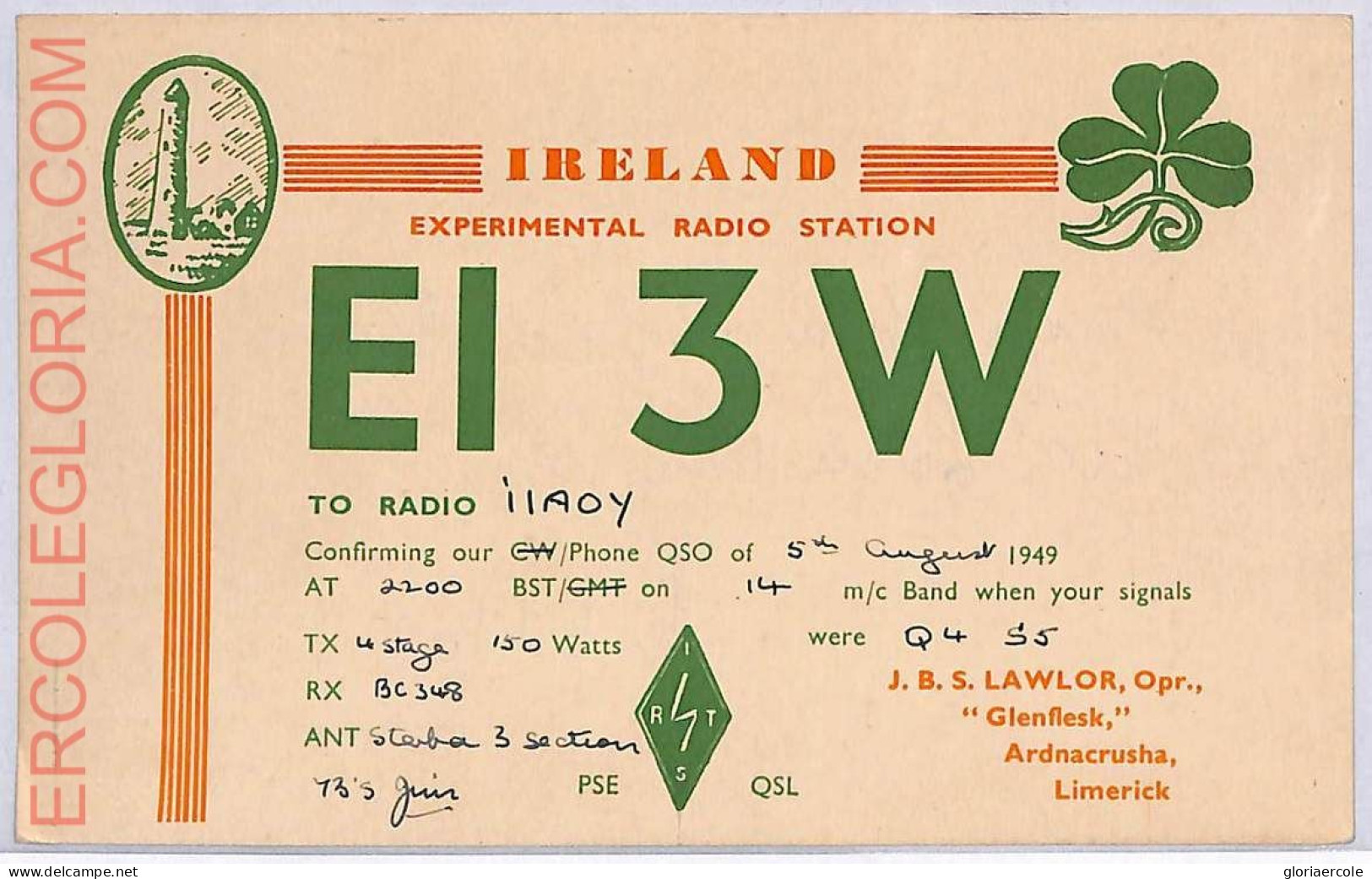 Ad9185 - IRELAND - RADIO FREQUENCY CARD -  1949 - Radio