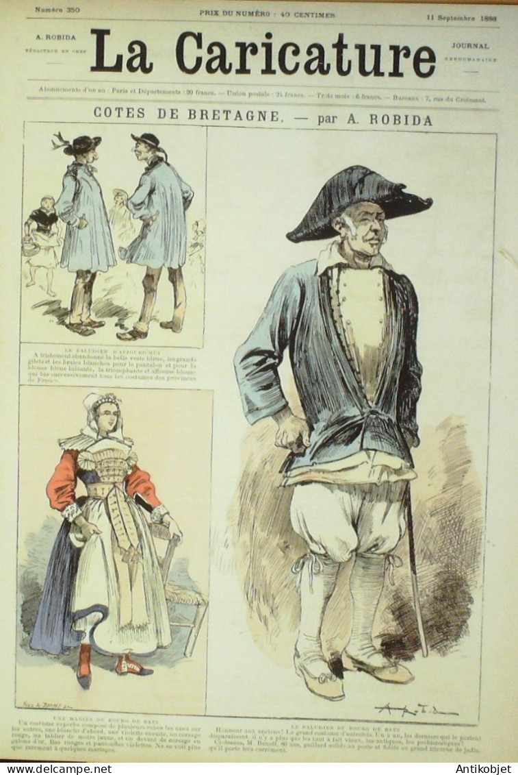La Caricature 1886 N°350 Côtes Bretonne Robida Profil Le Mouel Palmajon Caran D'Ache Sorel - Revistas - Antes 1900