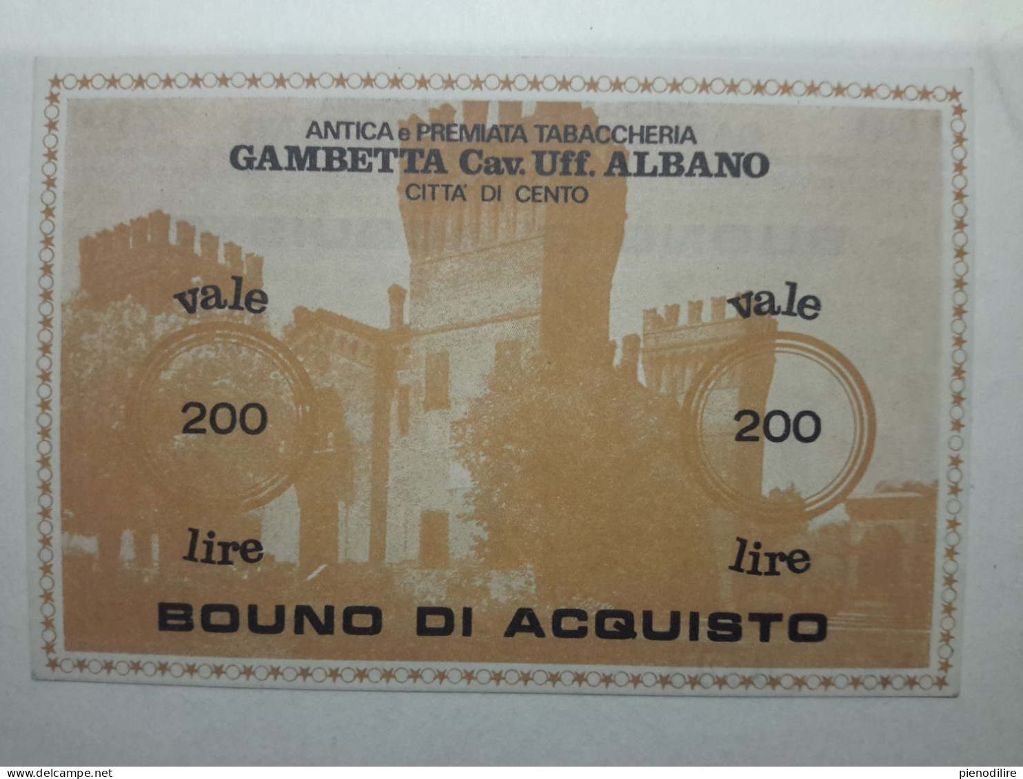 BUONO D' ACQUISTO 200 LIRE ANTICA E PREMIATA TABACCHERIA GAMBETTA 1976 (A.23) - [10] Checks And Mini-checks